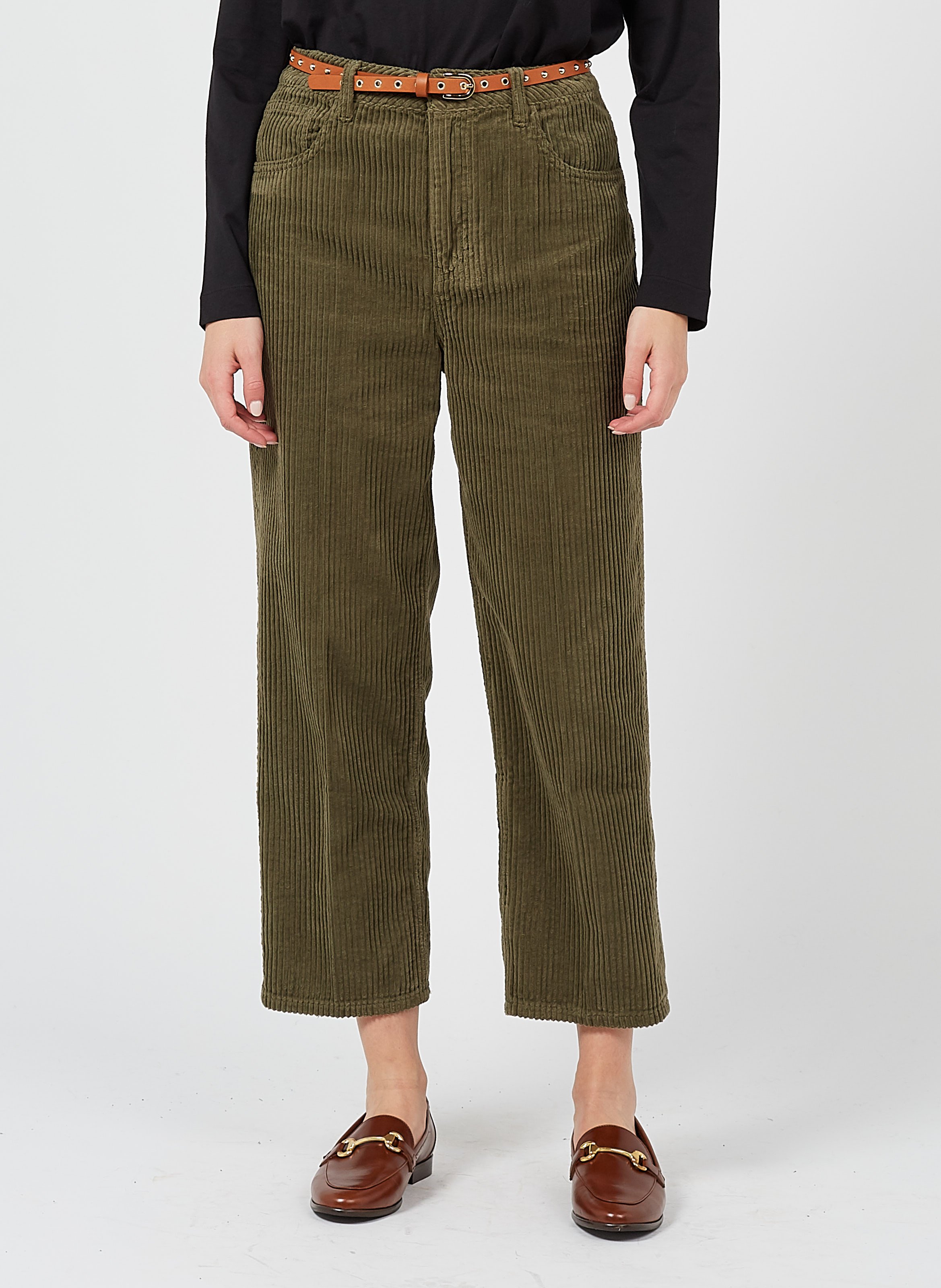 corduroy wide leg cropped pants