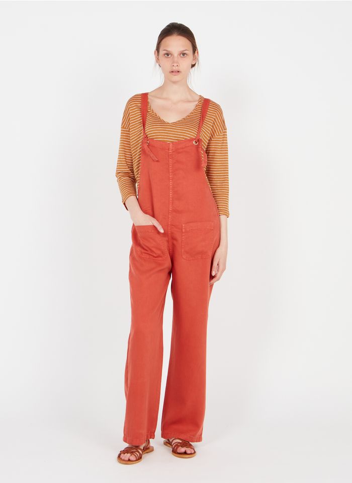 LAB DIP Orange Wide-leg lyocell overalls with square neck