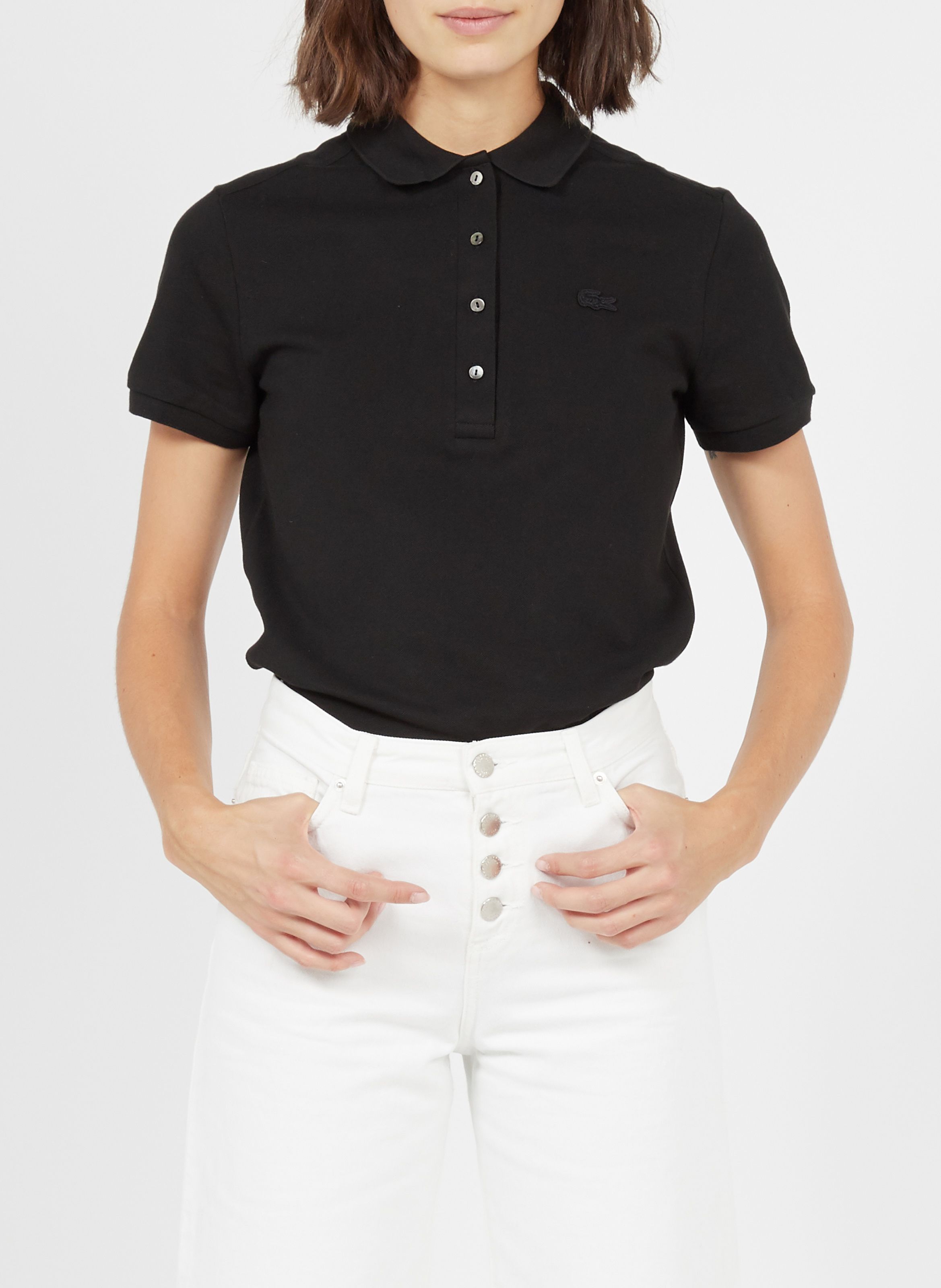 Polo noir 2025 lacoste femme