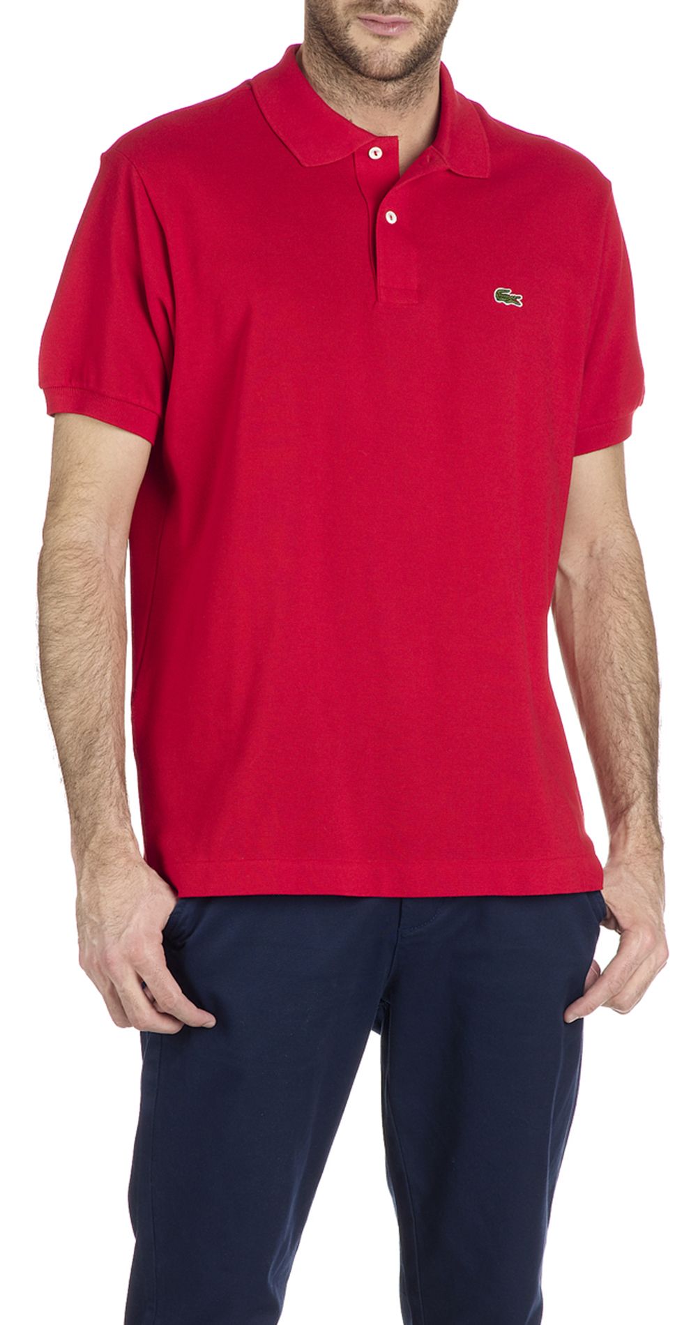 Red Regular fit cotton piqu polo shirt