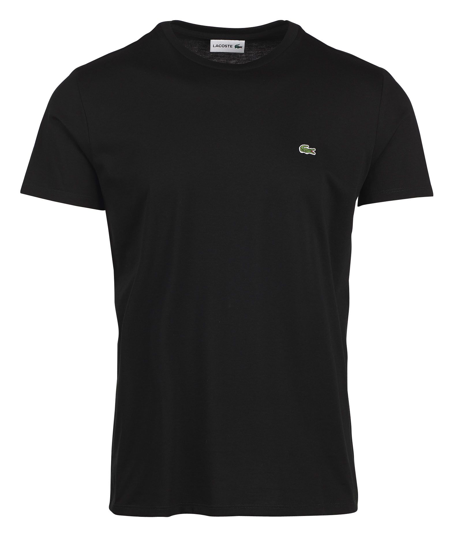Round-neck Slim-fit Pima Cotton T-shirt Noir Lacoste - Men | Place des ...