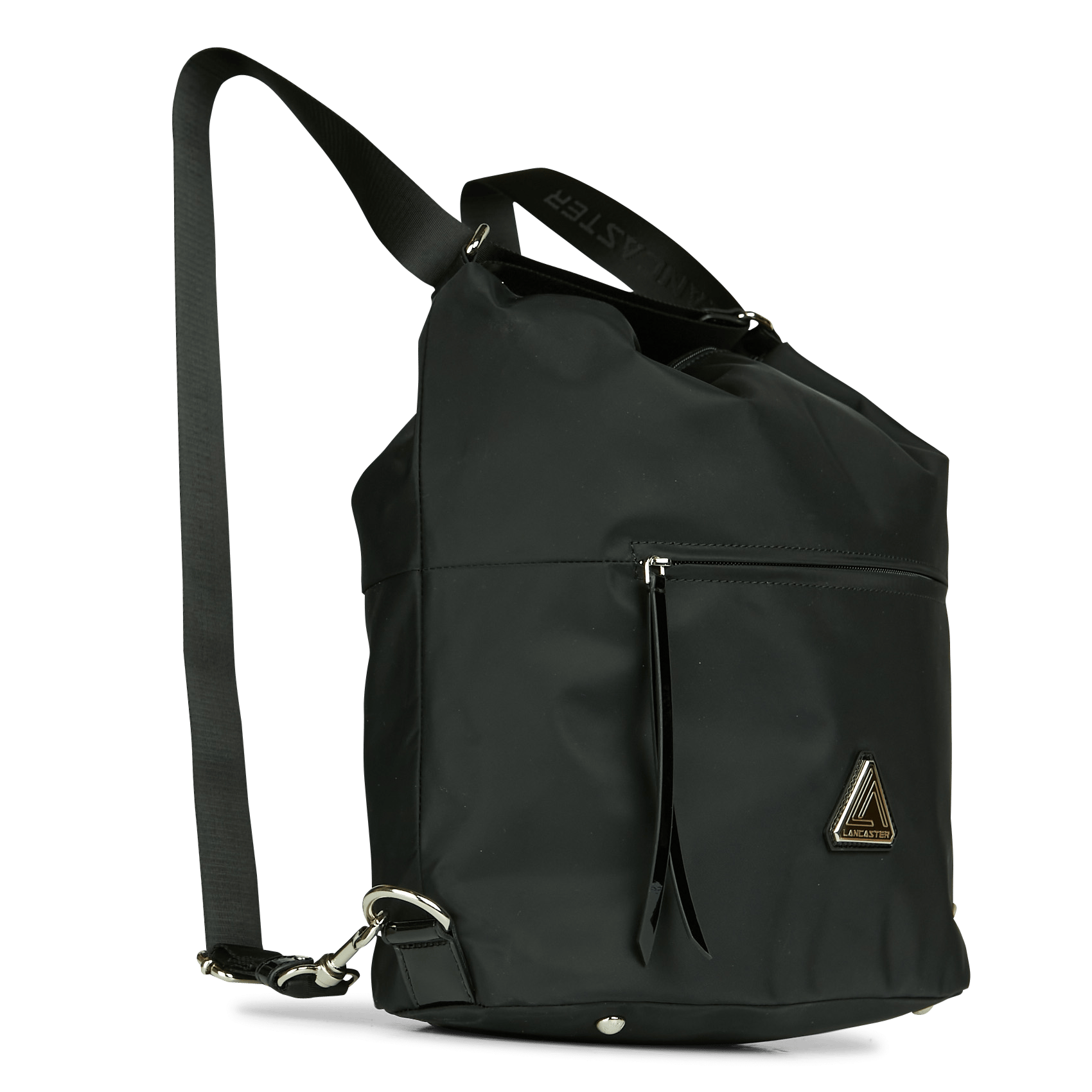 black bucket backpack