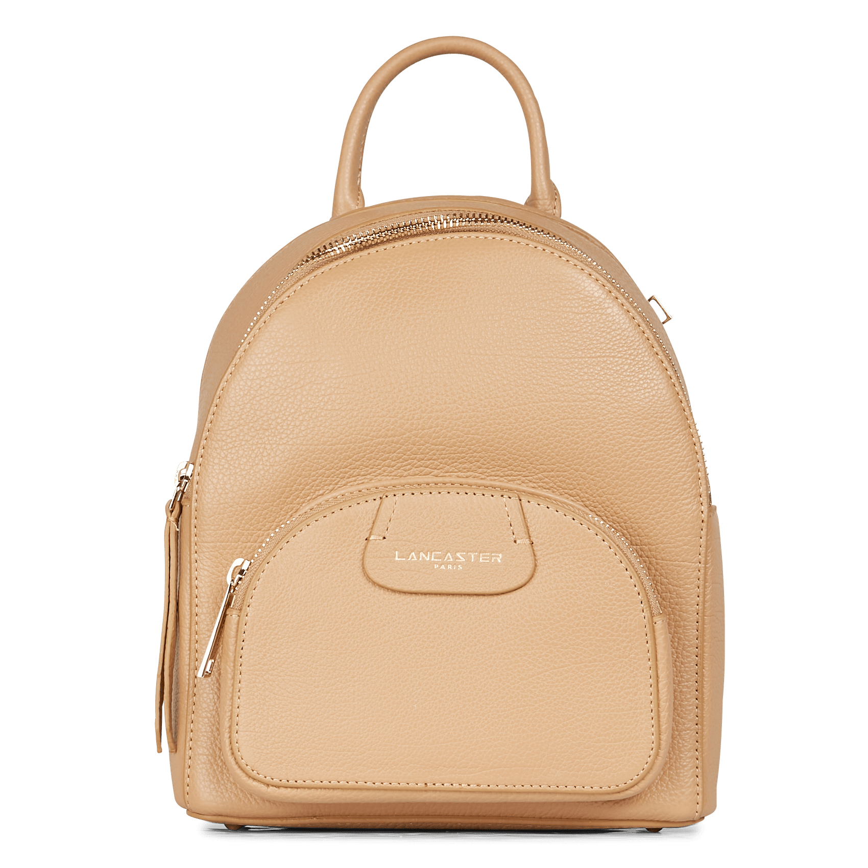 beige leather backpack