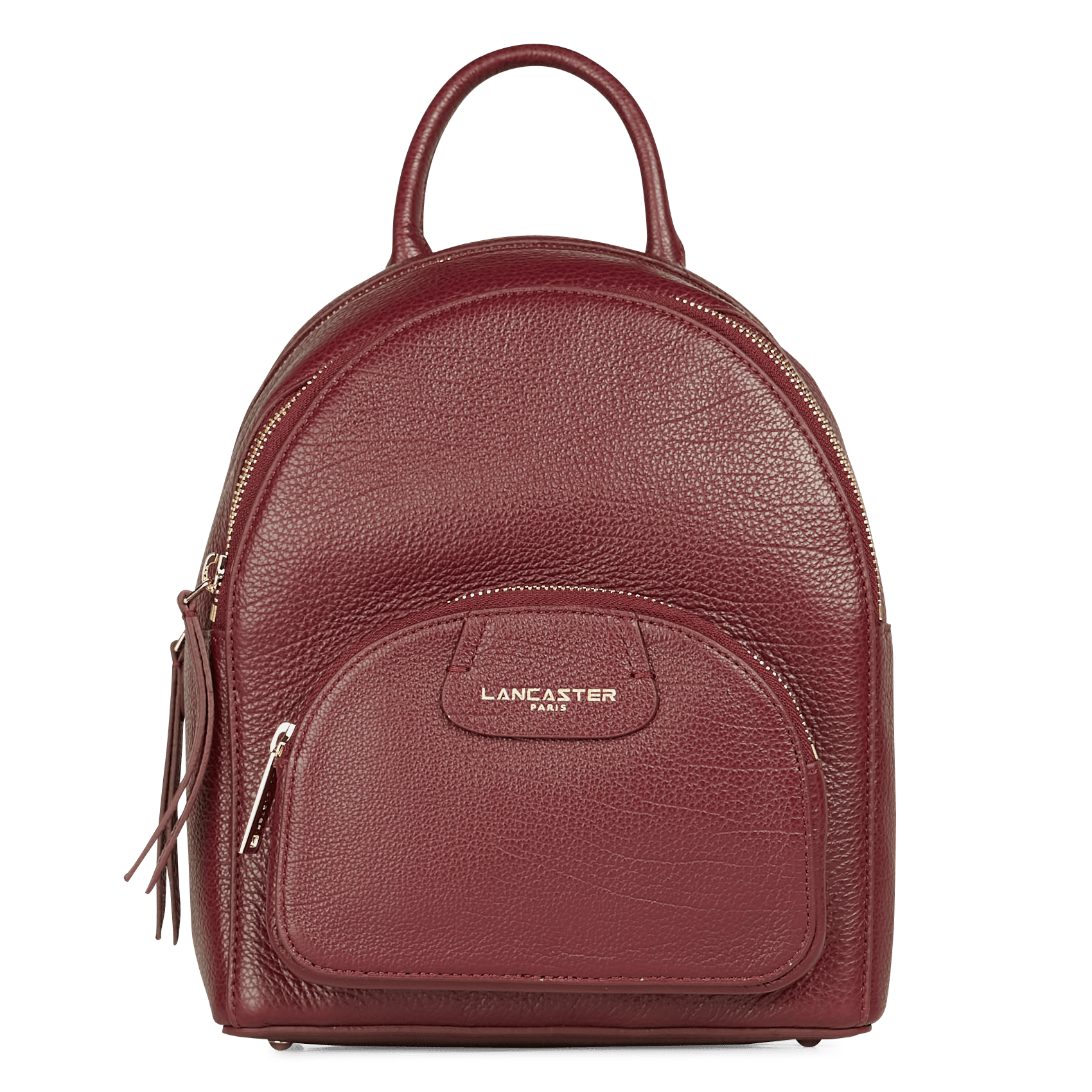 red leather backpack