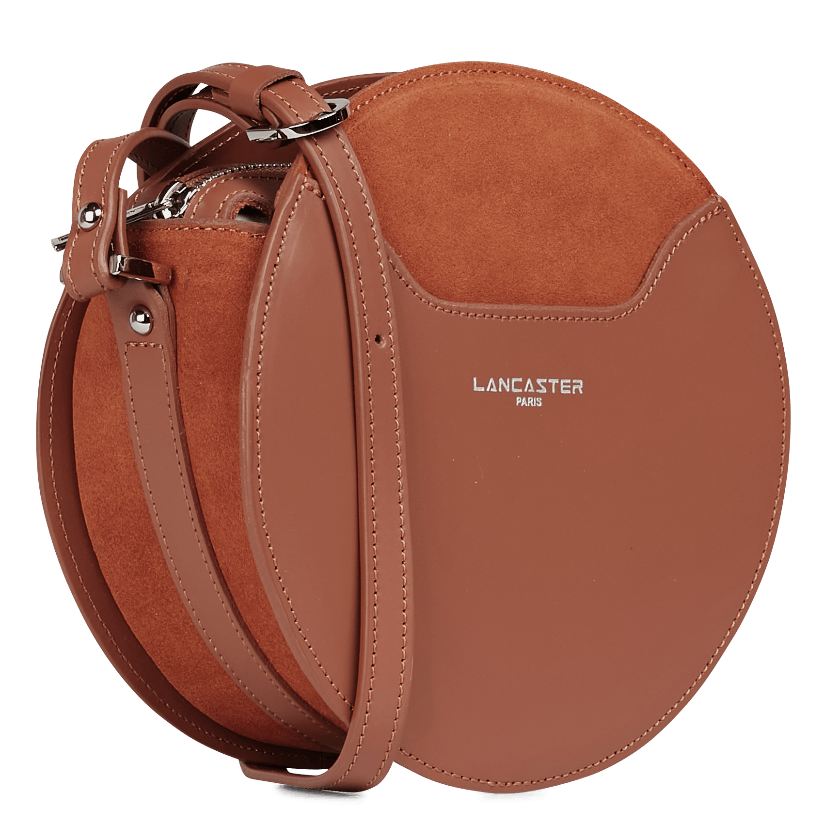 round brown leather bag