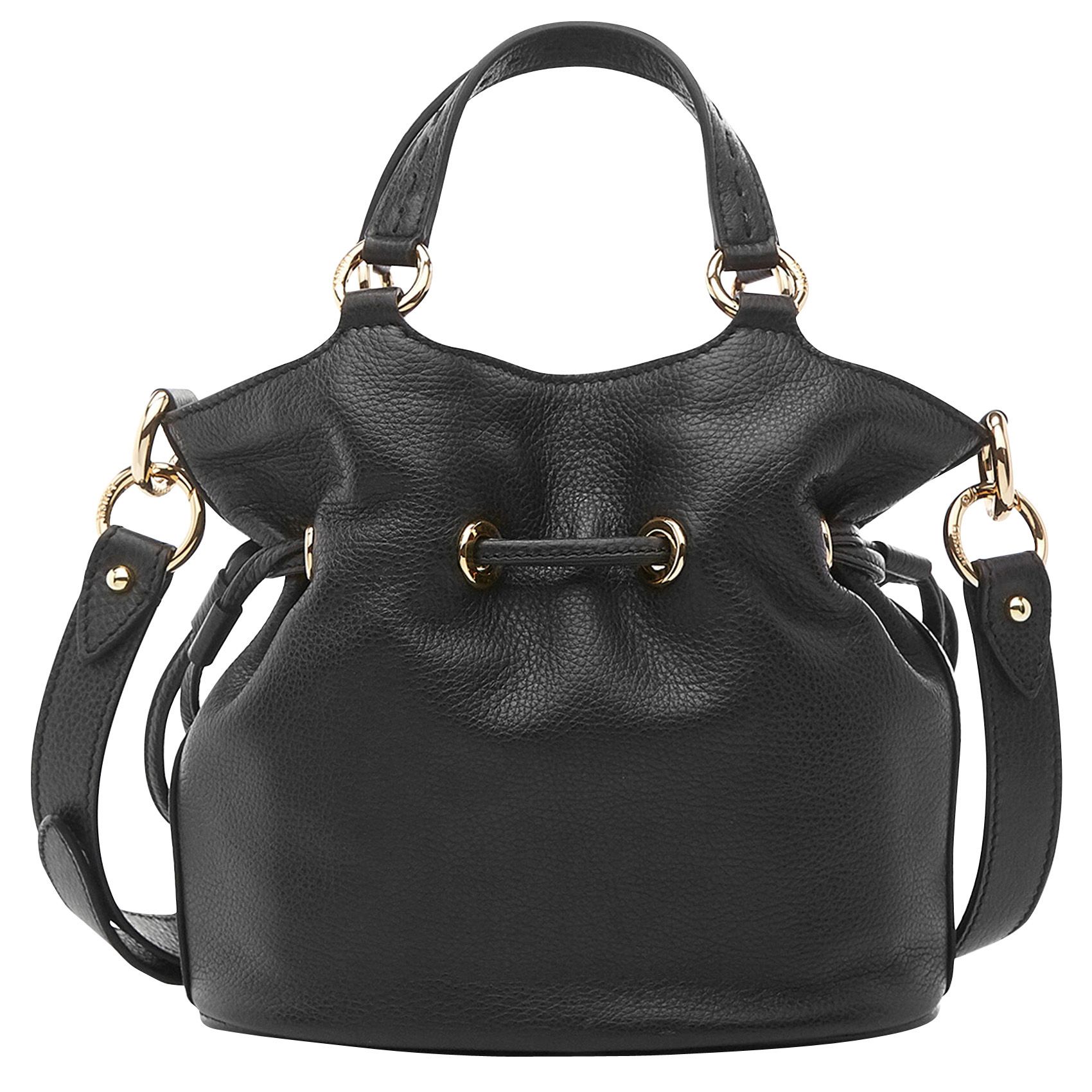 Black Grained leather bucket bag