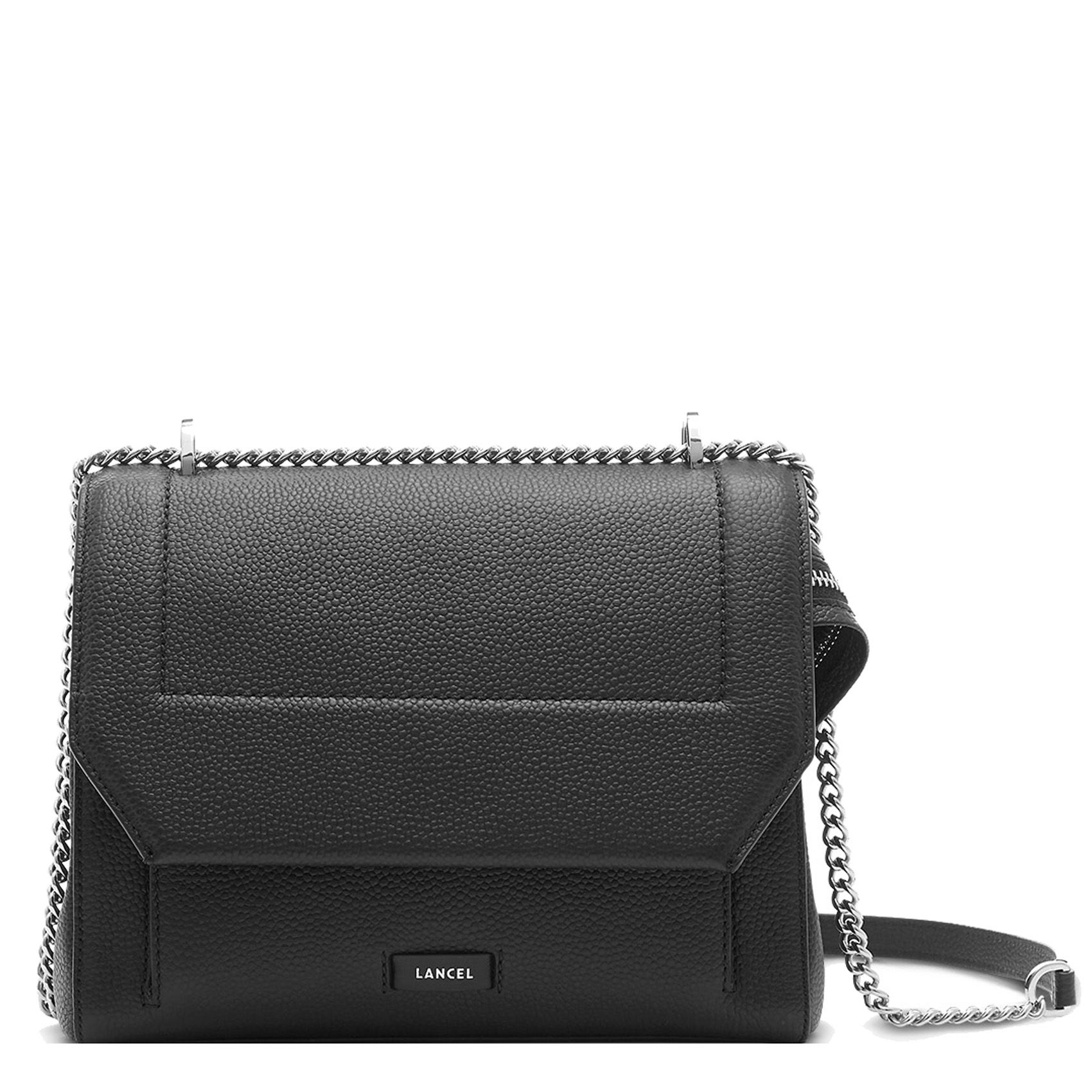 Grained Leather Bag With Flap Noir Lancel Women Place des