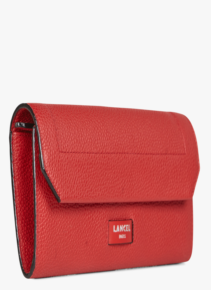 LANCEL Leather Slim Flap Wallet - Red