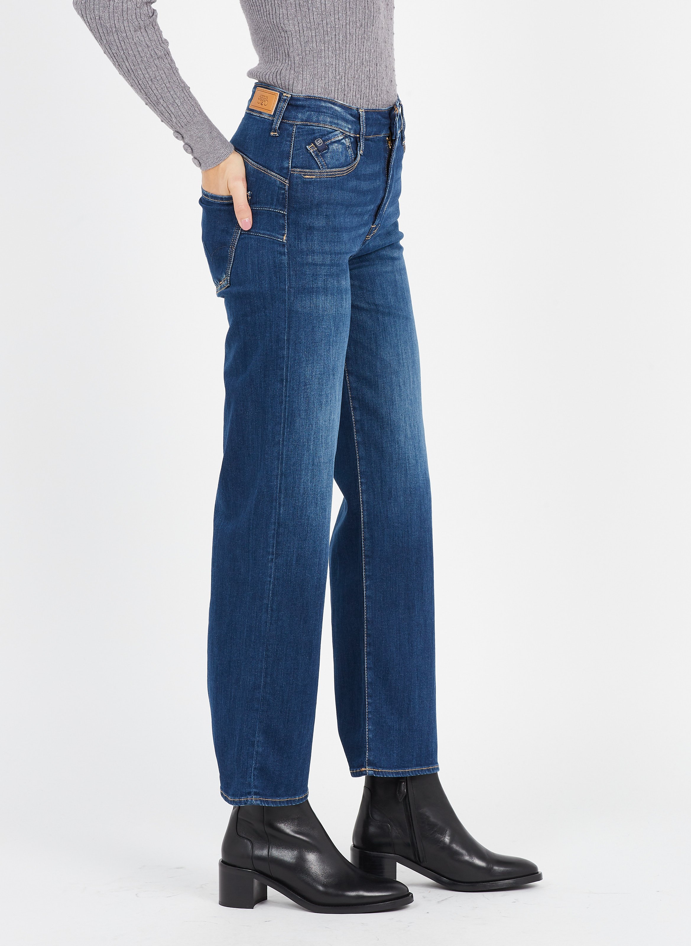 7/8 Straight-cut Wide-leg Jeans Blue Le Temps Des Cerises - Women | Place  des Tendances
