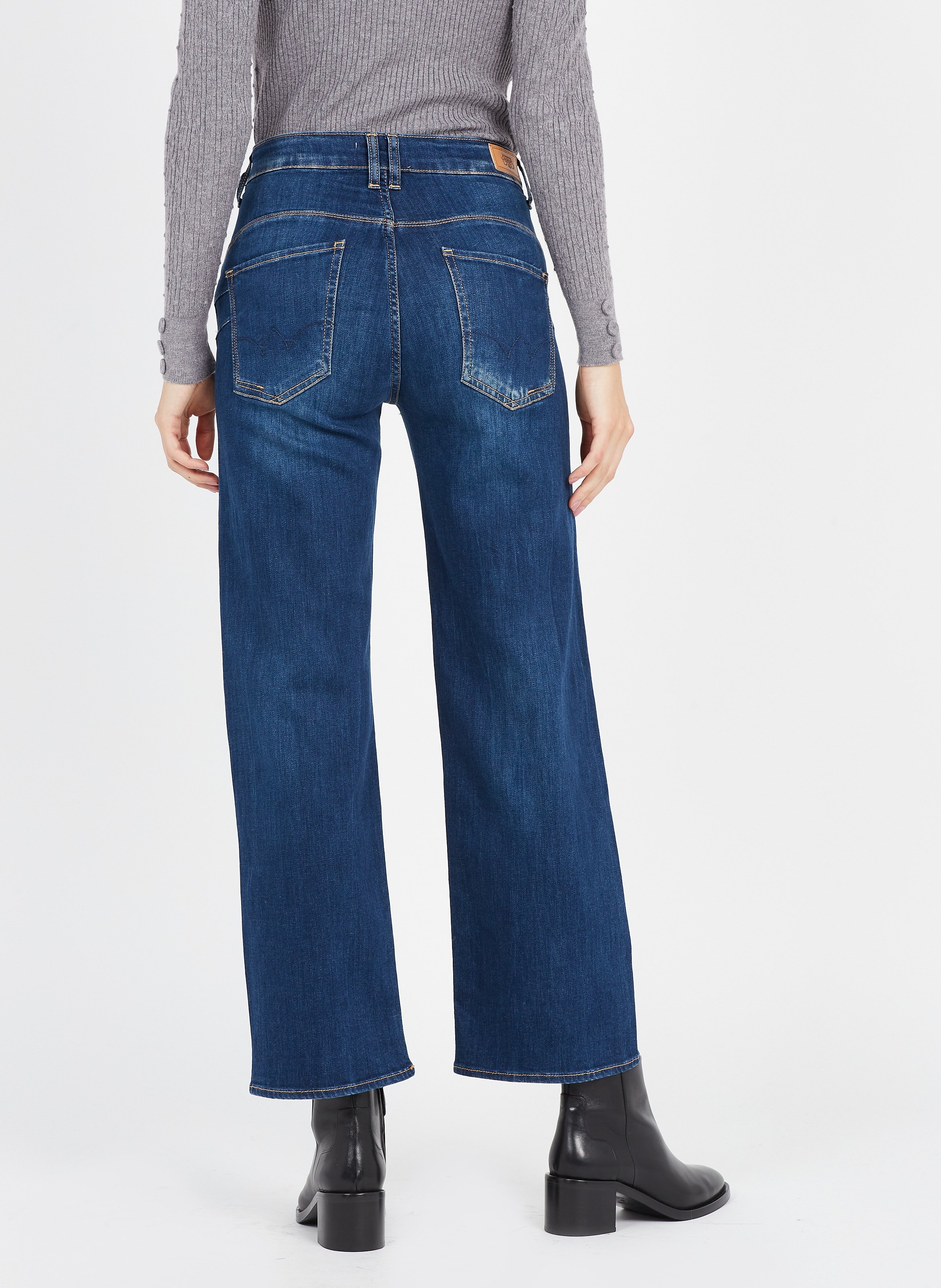 7/8 Straight-cut Wide-leg Jeans Blue Le Temps Des Cerises - Women | Place  des Tendances