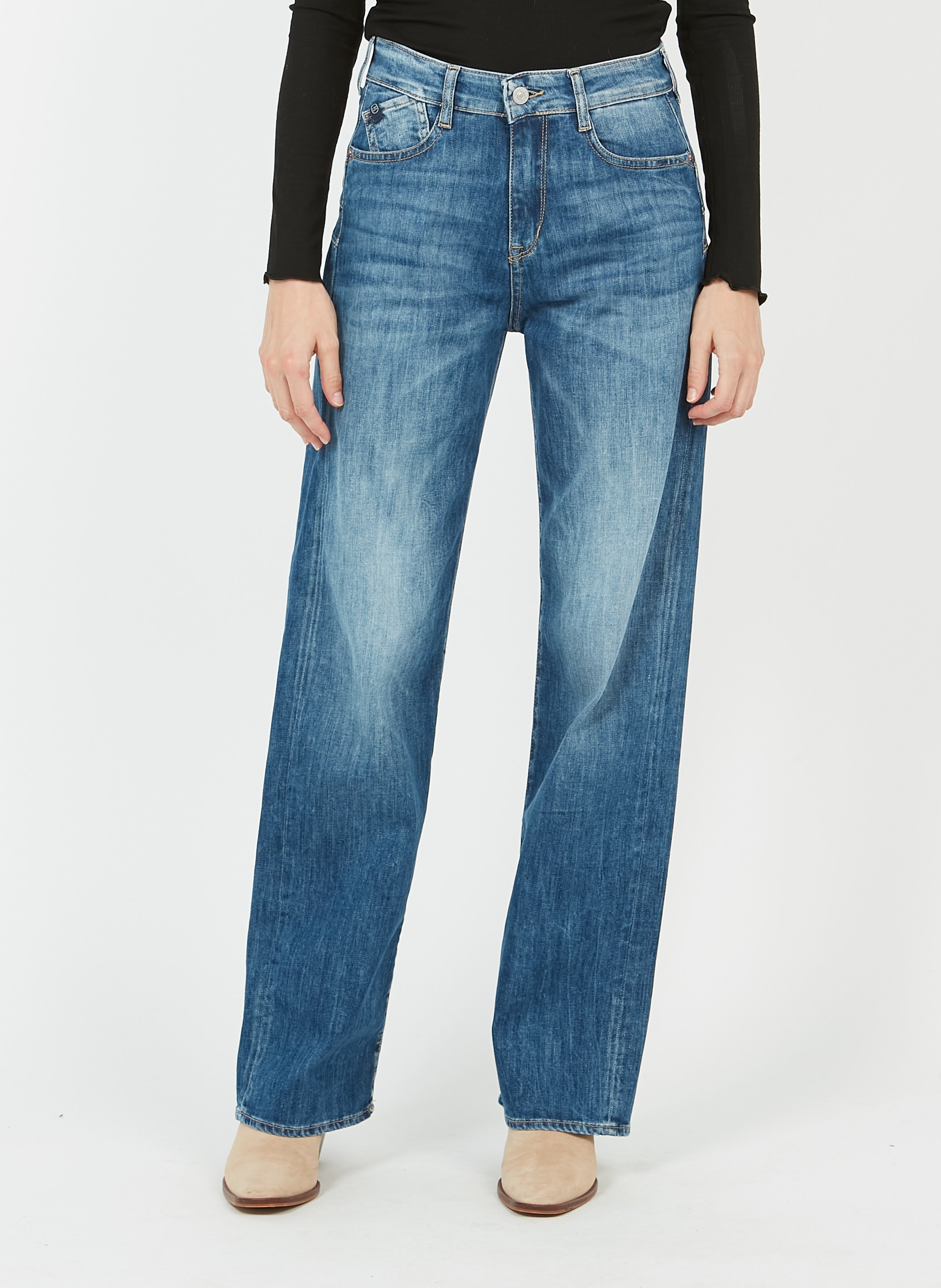 High-rise Wide-leg Jeans Blue Le Temps Des Cerises - Women | Place des  Tendances