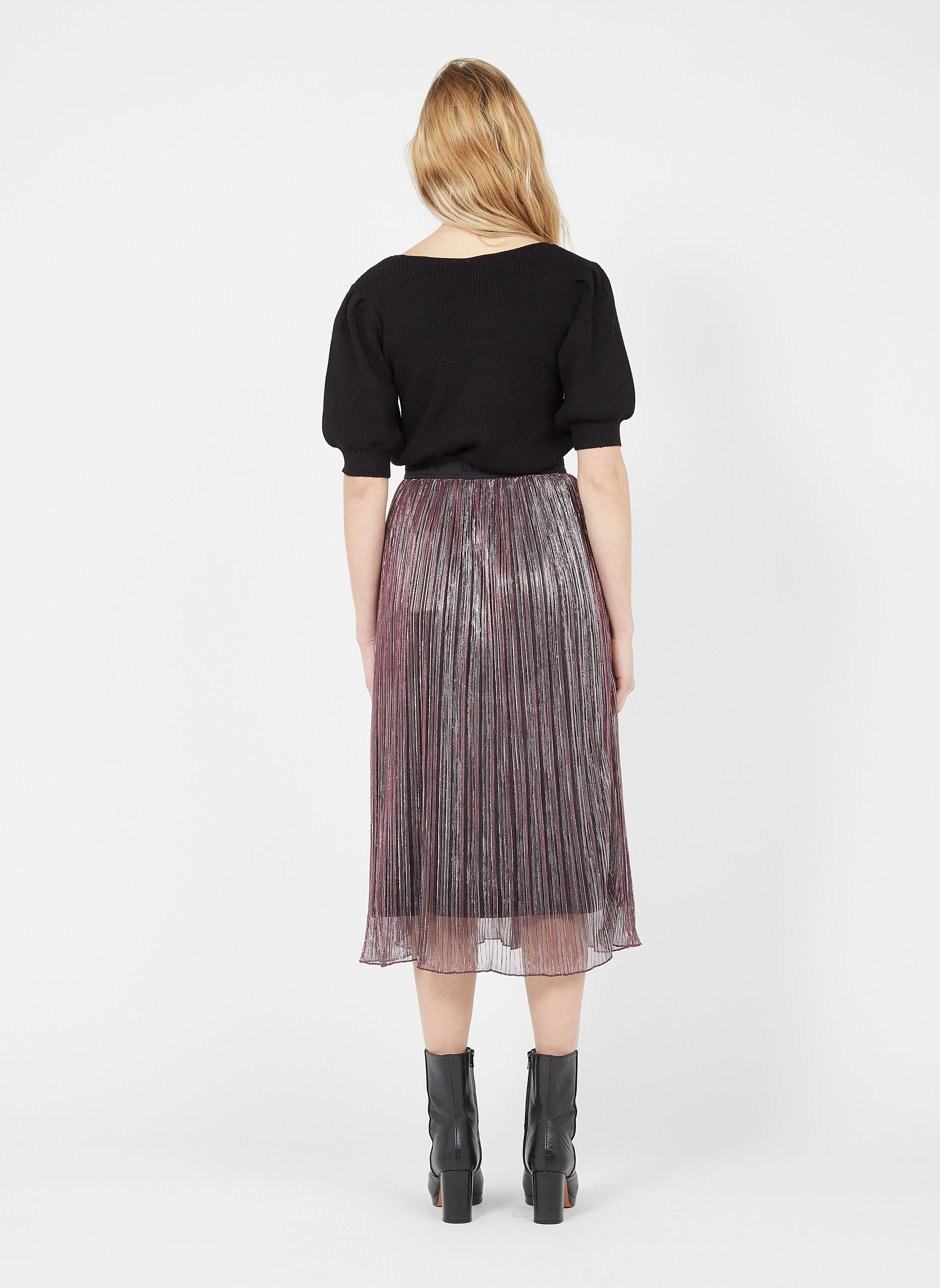 Midi Skirt With Metallic Thread Plum Le 
