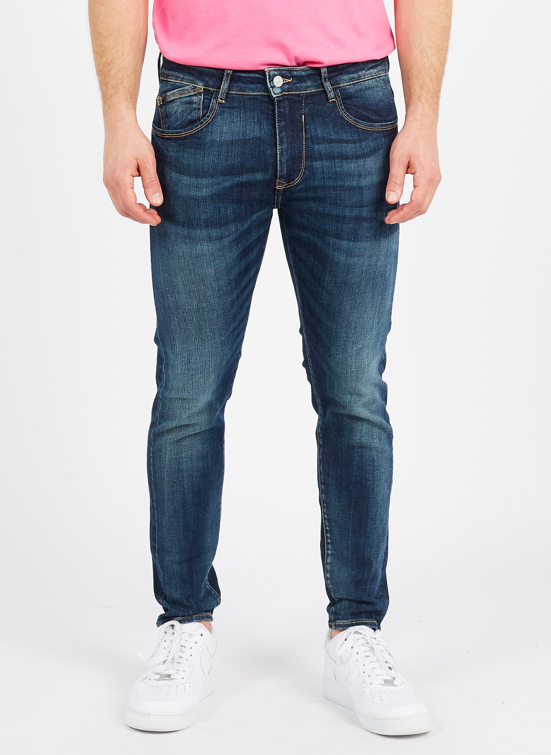 Stretch Cotton 7/8 Skinny Jeans Blue Le Temps Des Cerises - Men | Place des  Tendances