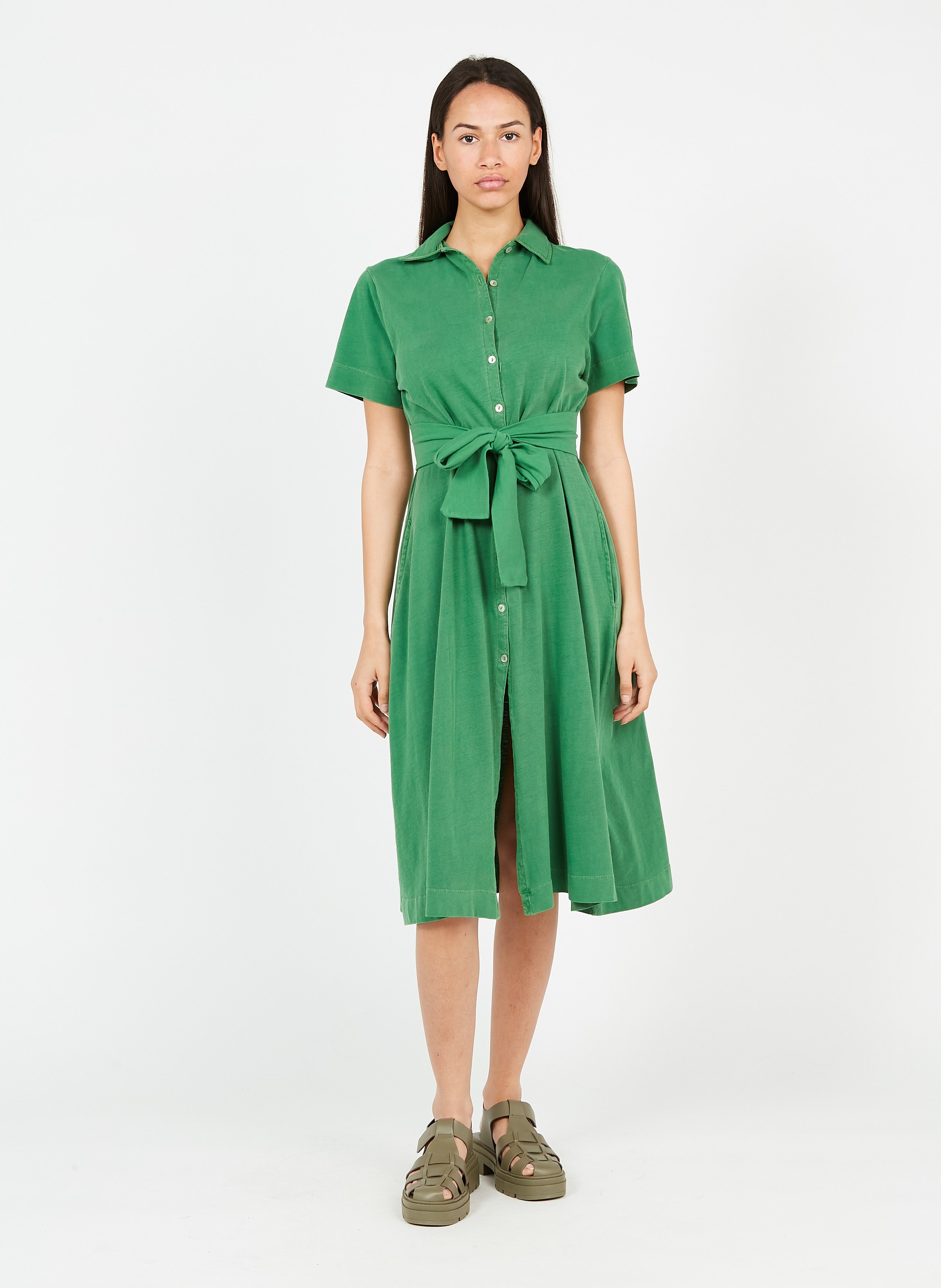 Sale Buttoned Organic Cotton Midi Dress 