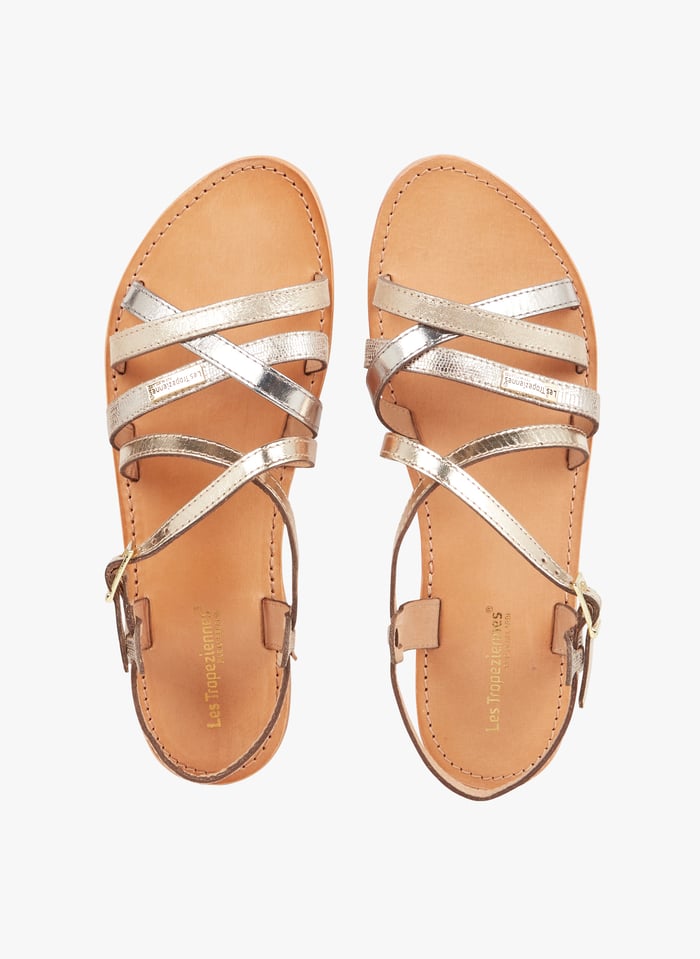 Golden Hapax leather sandals with graphic straps