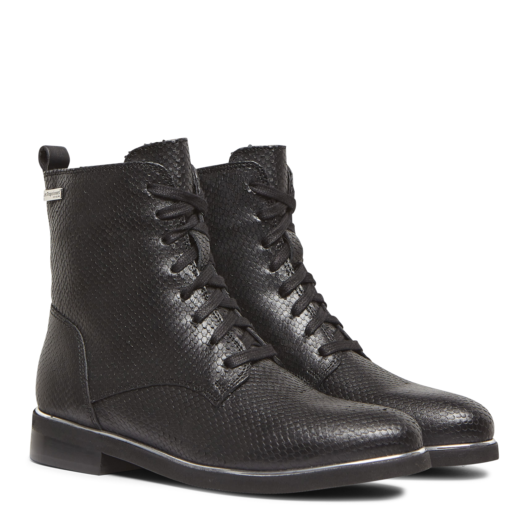 black snakeskin lace up boots