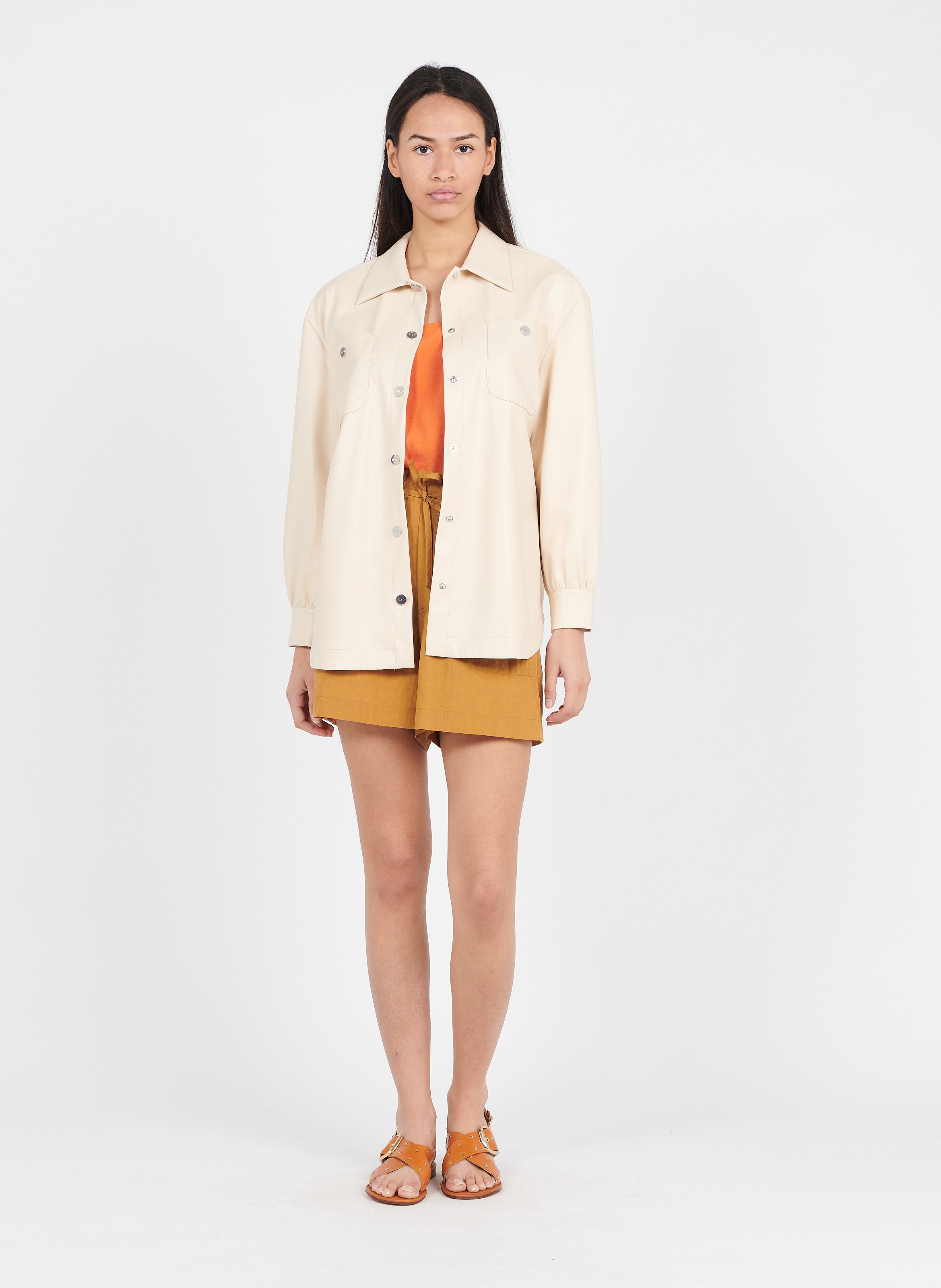 Sale Faux Leather Shirt Ivoire Liu Jo 