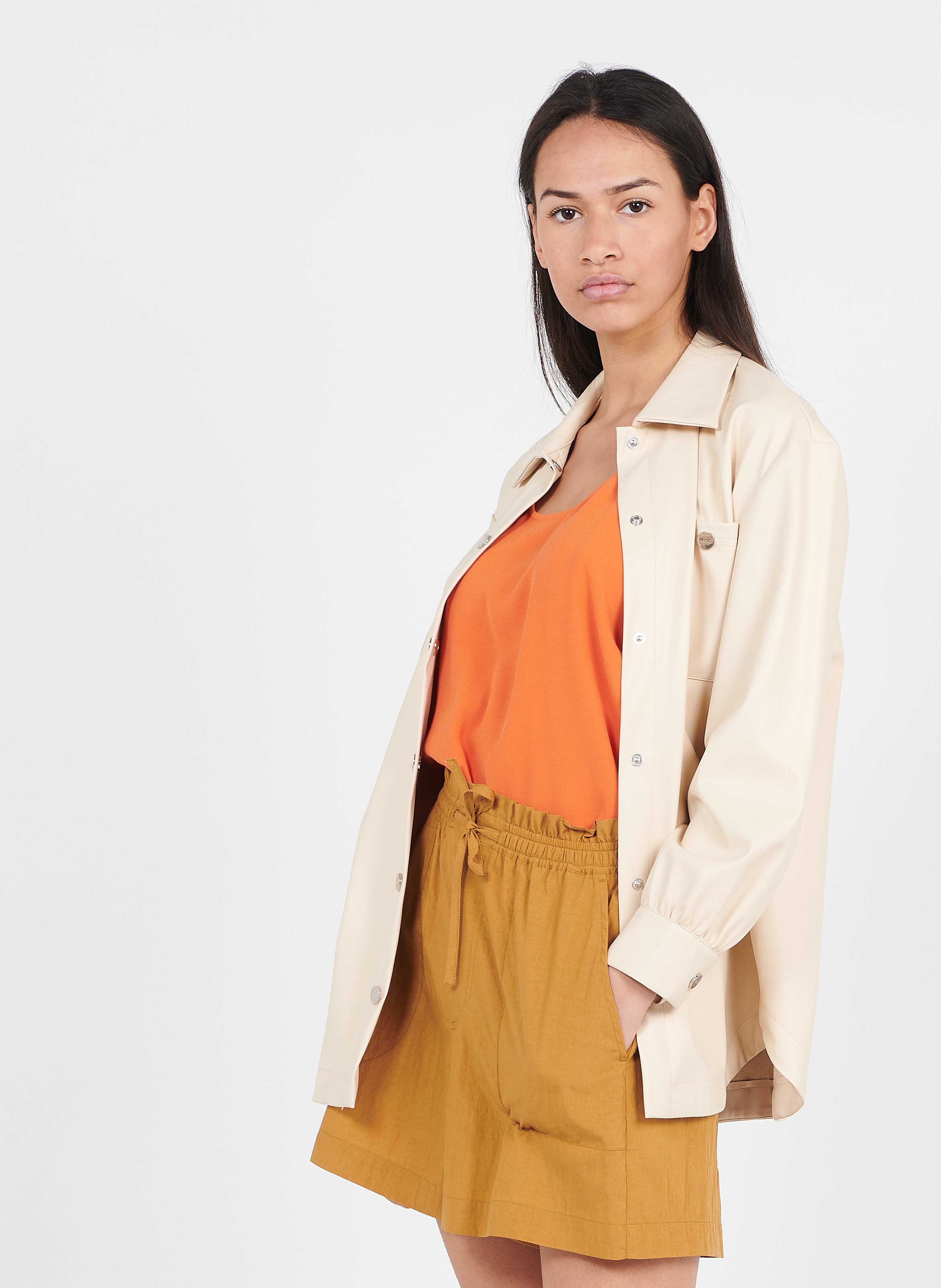 Sale Faux Leather Shirt Ivoire Liu Jo 