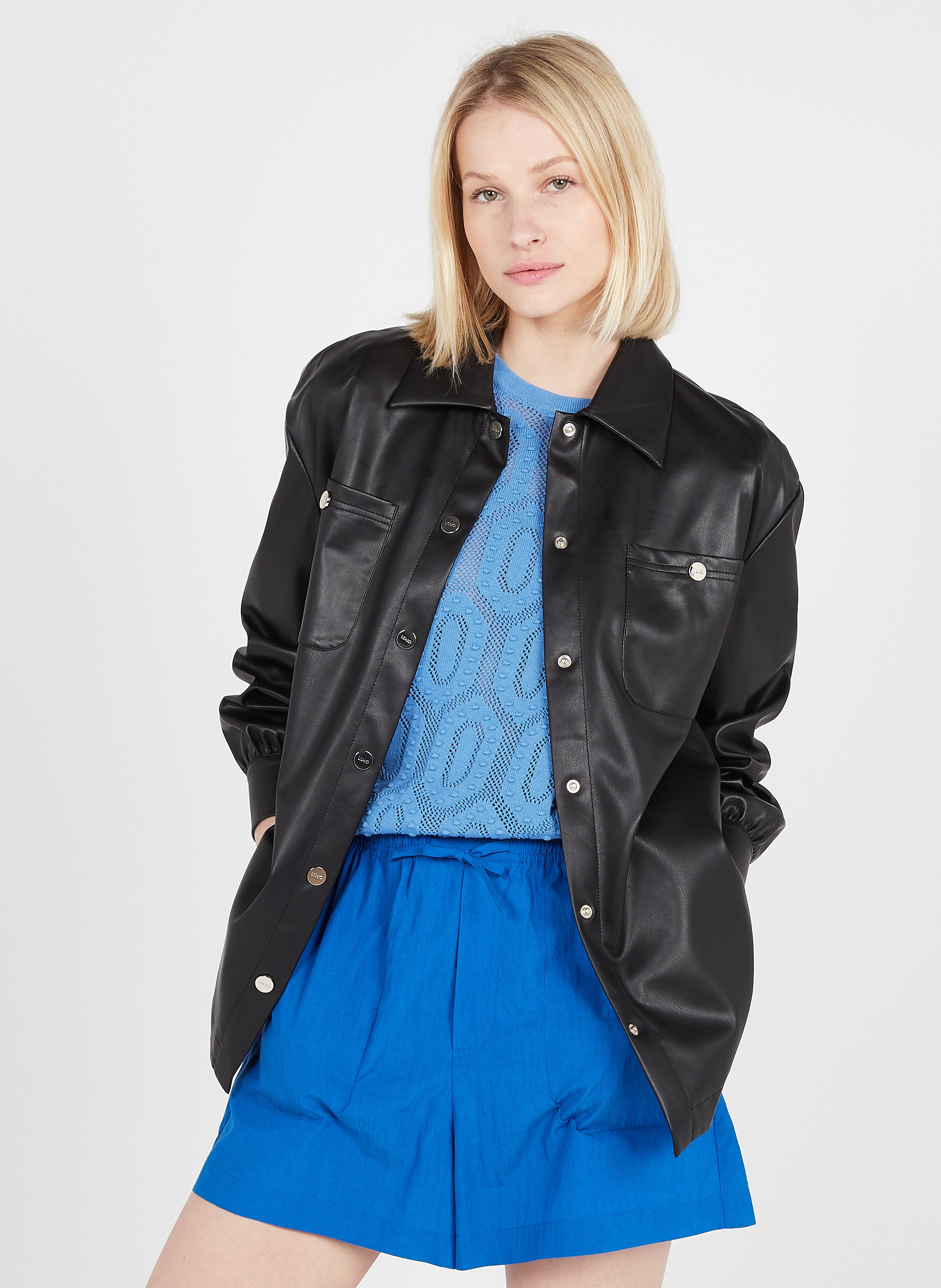 Sale Faux Leather Shirt Black Liu Jo 
