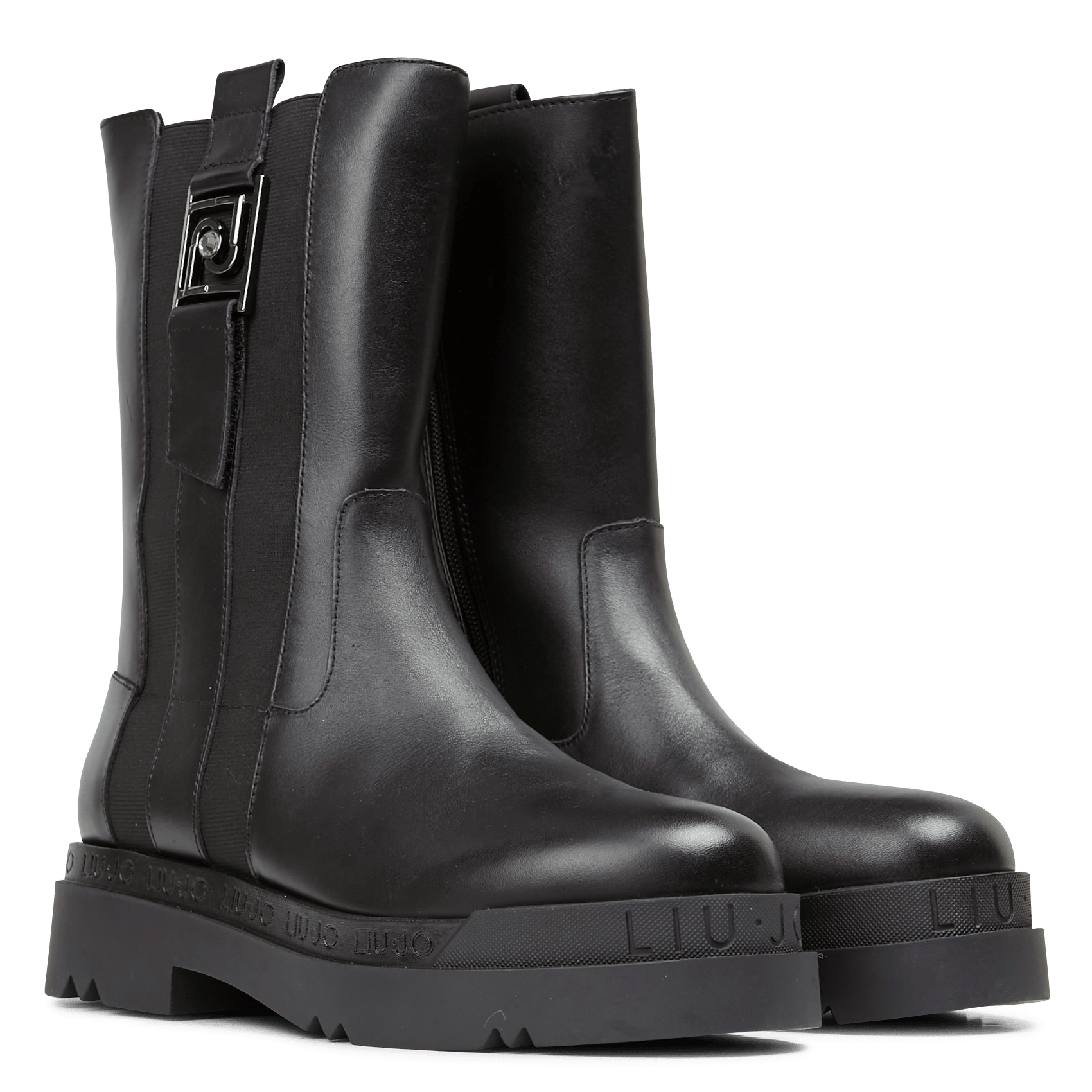 Leather Boots With Lugged Sole Black Liu Jo - Women | Place des Tendances