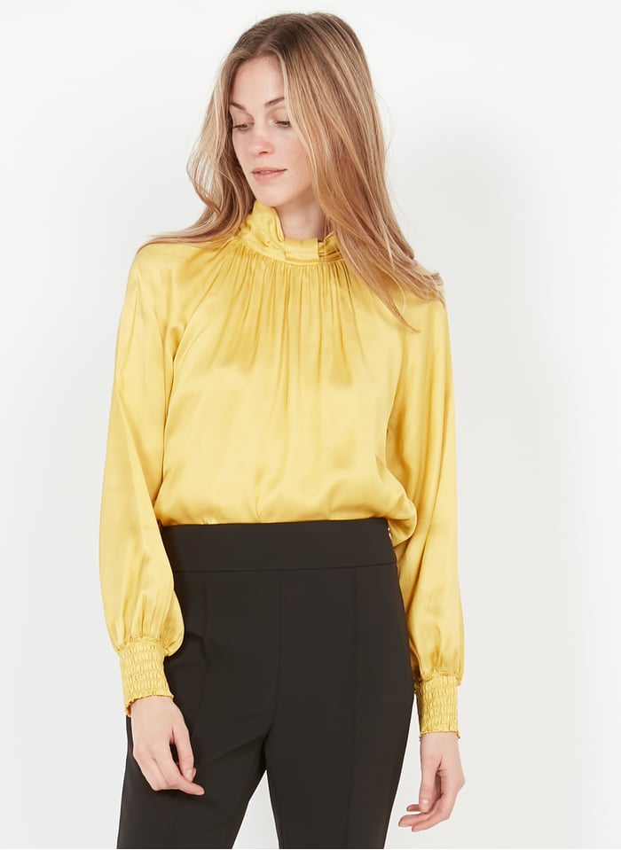 Sale Satin Turtleneck Top With Bow Light Yellow M Liu Jo Women Place Des Tendances Sale Satin Turtleneck Top With Bow Light Yellow M Liu Jo Women Place Des Tendances
