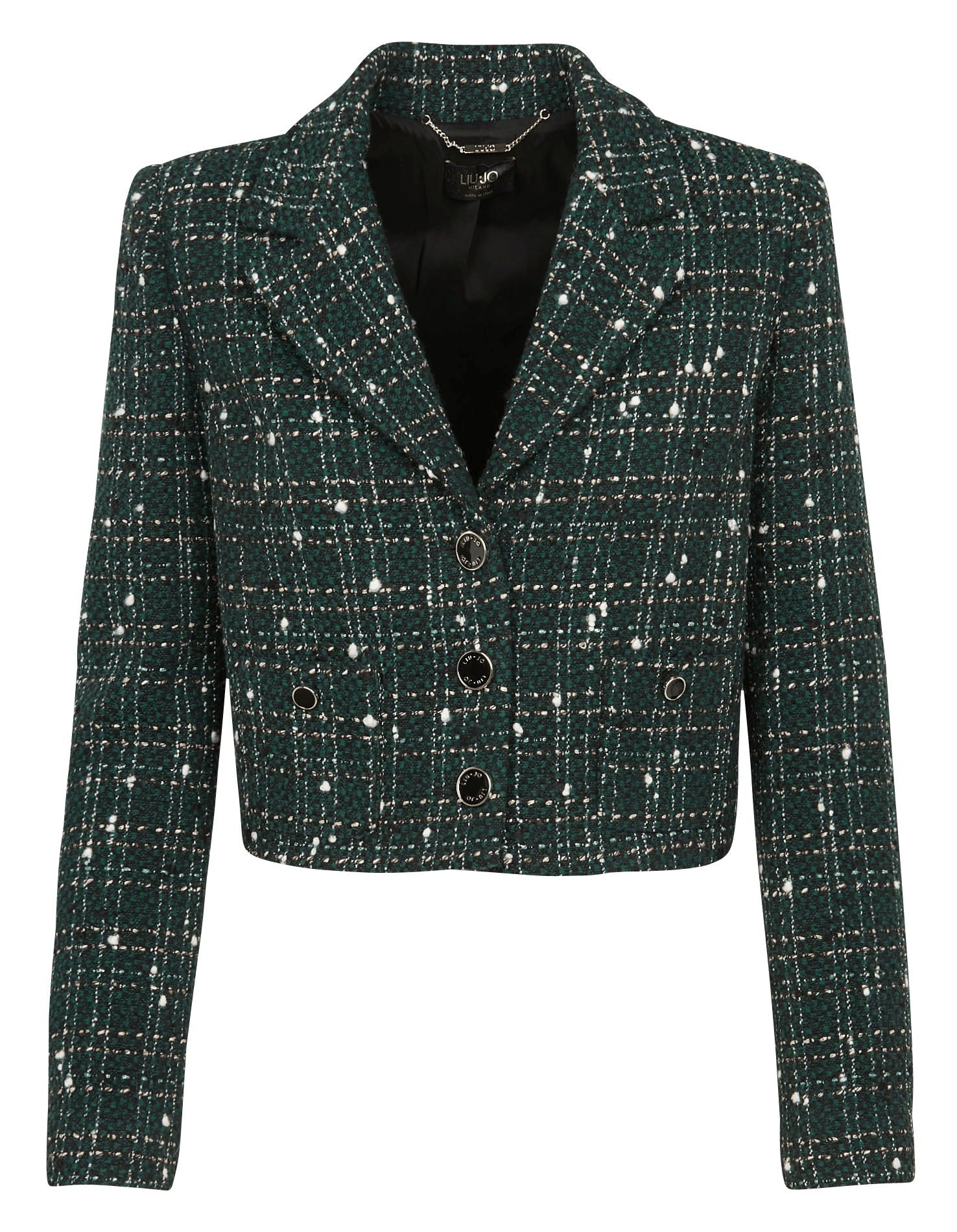 Short Tweed Jacket With Tailored Collar Verde/oro Liu Jo - Women | Place  des Tendances