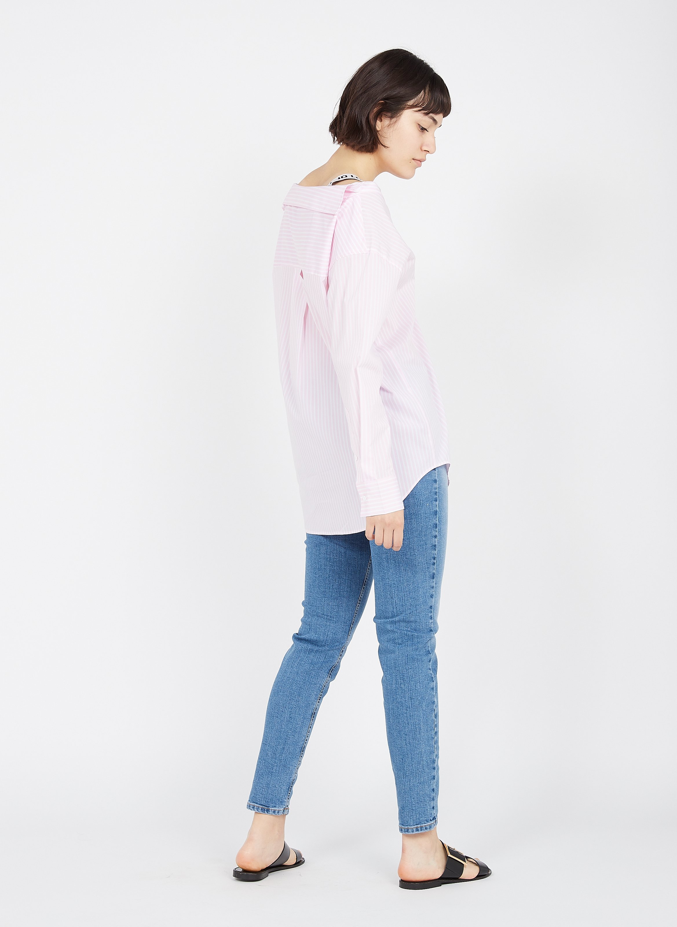 Striped Shirt With Classic Collar Bianco/pink Lady Liu Jo - Women | Place  des Tendances