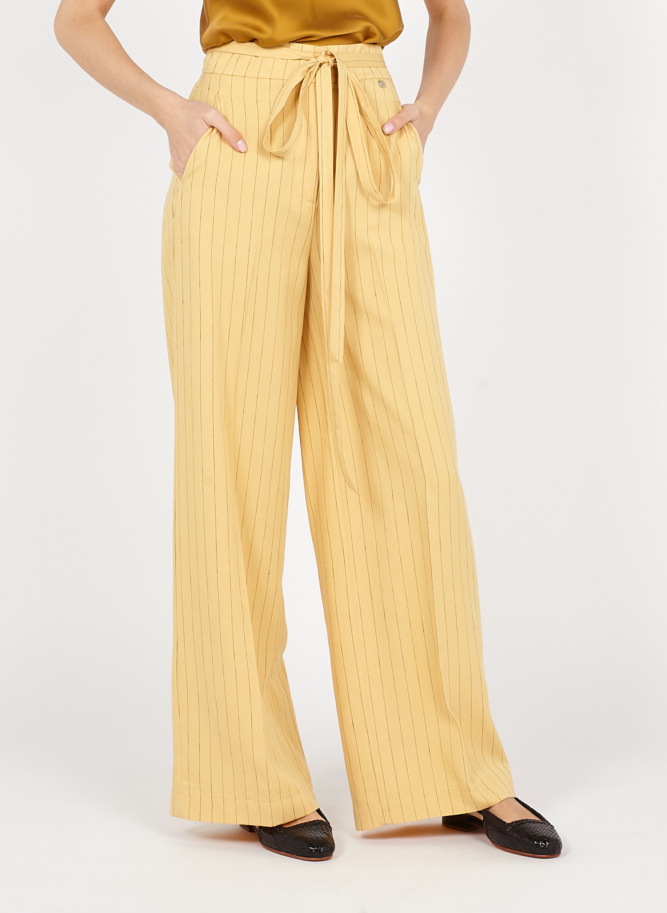 Sale Striped Wide-leg Pants Grain/black 