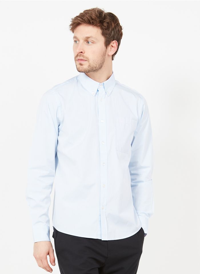 LOREAK MENDIAN Blue Regular-fit cotton shirt with button-down collar