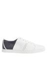 M. MOUSTACHE Cuir blanc et lainage marine White