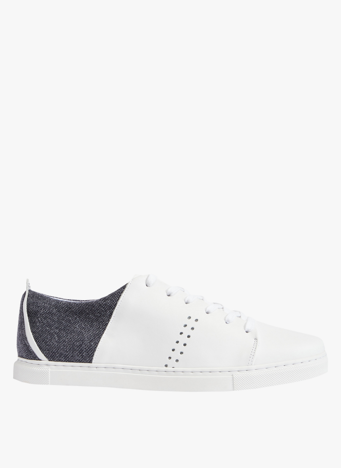 M. MOUSTACHE White Leather sneakers with woollen fabric
