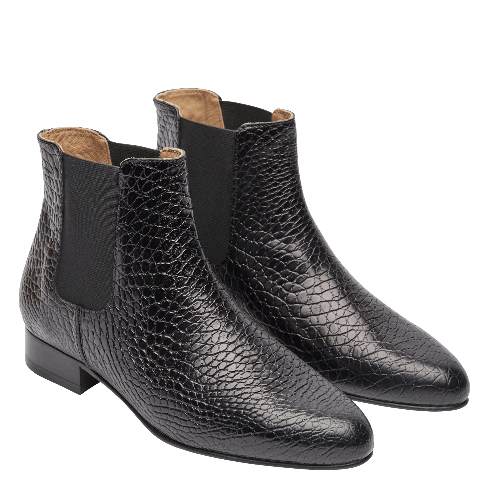 croc leather ankle boots