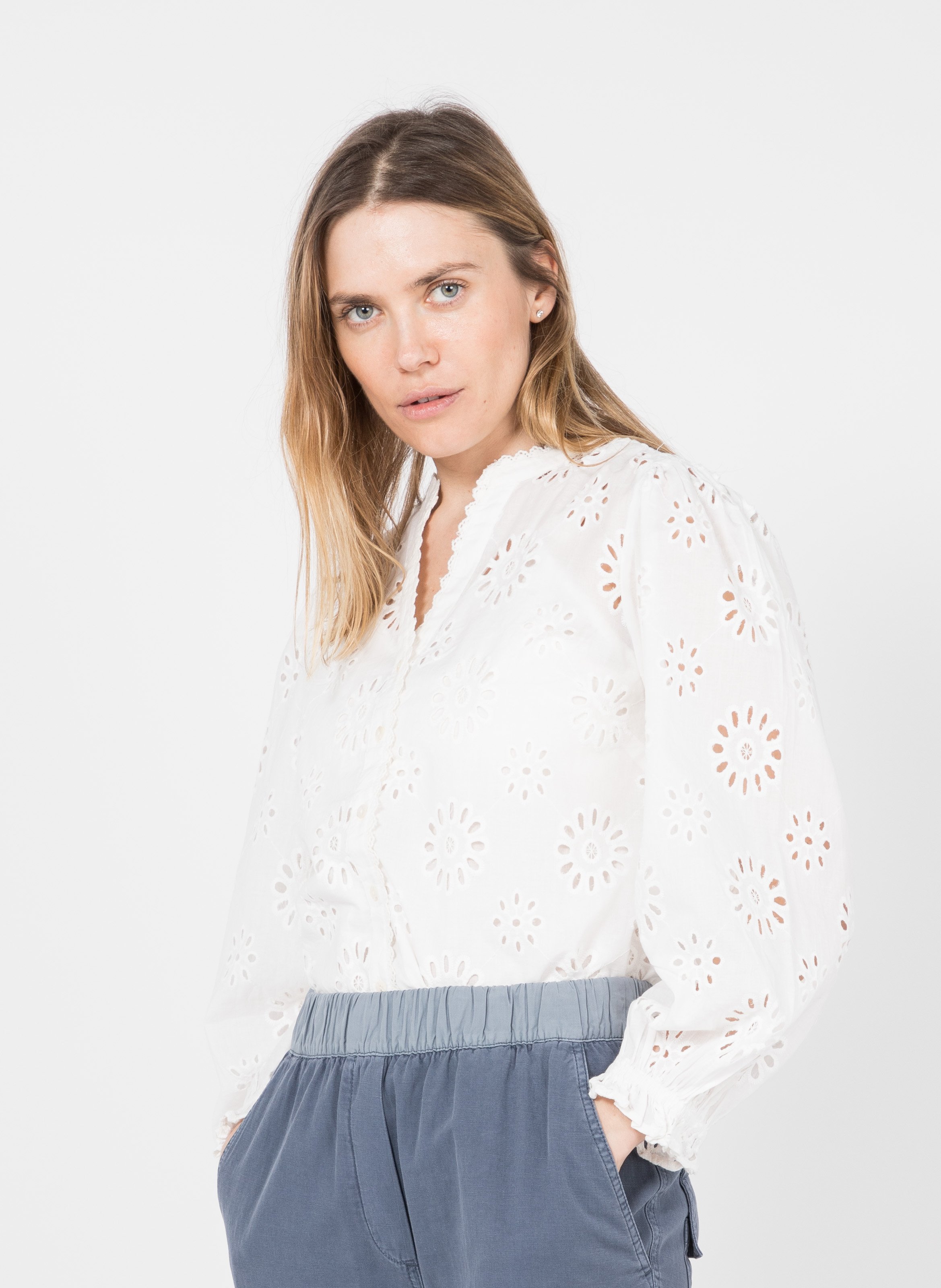 white broderie anglaise shirt