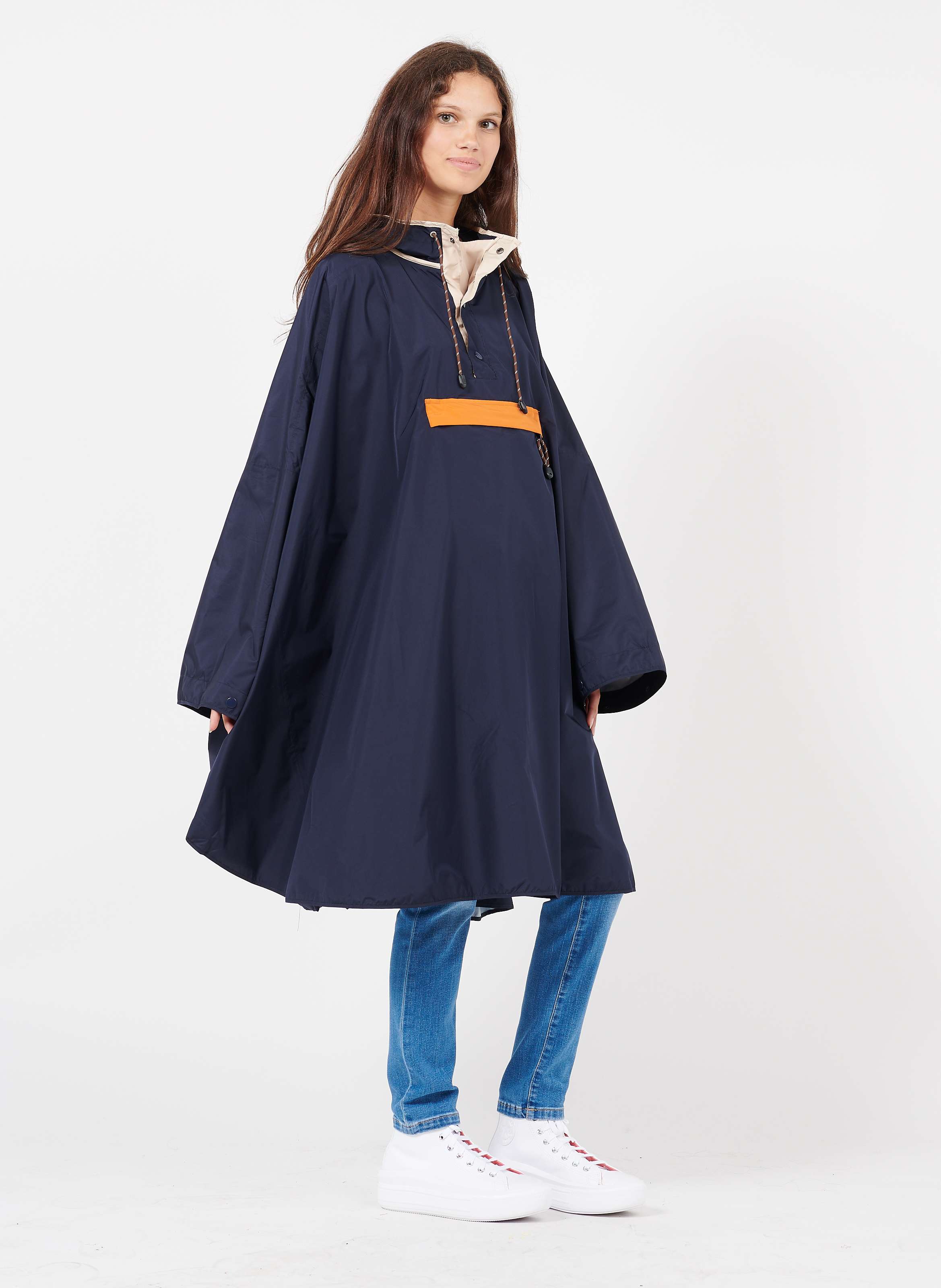 Hooded Waterproof Cape Maritime Blue Becksondergaard Women Place
