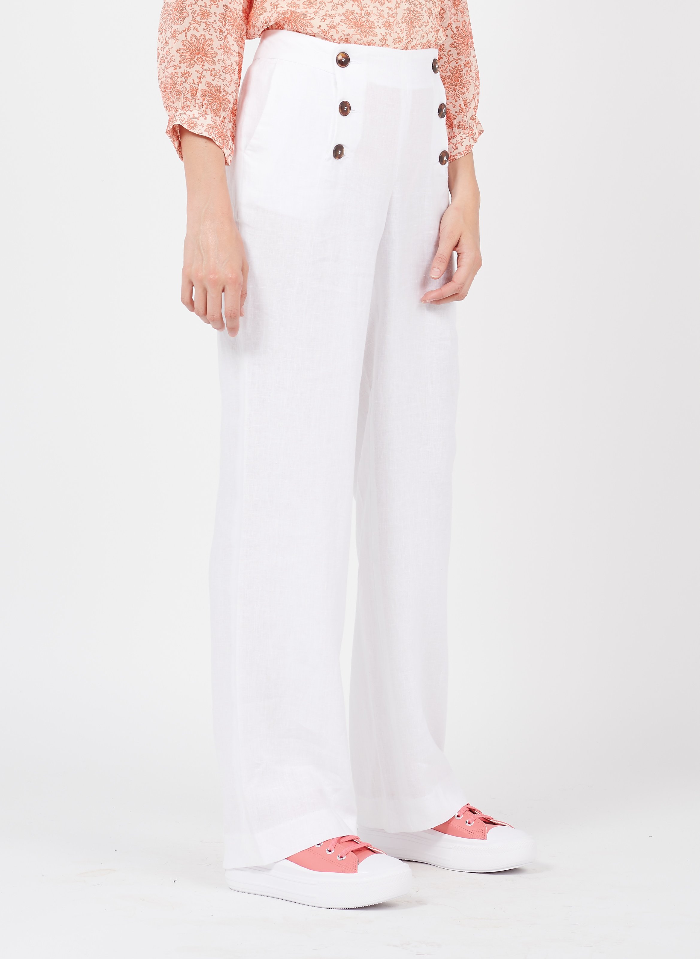 wide leg linen pants white