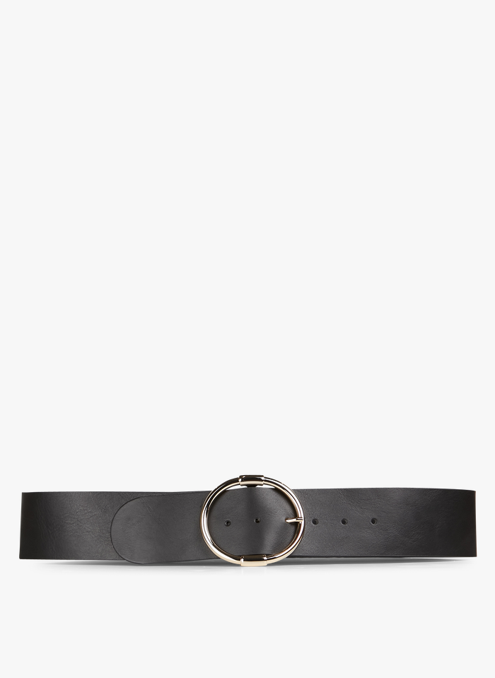 MAISON 123 Black Leather belt with buckle
