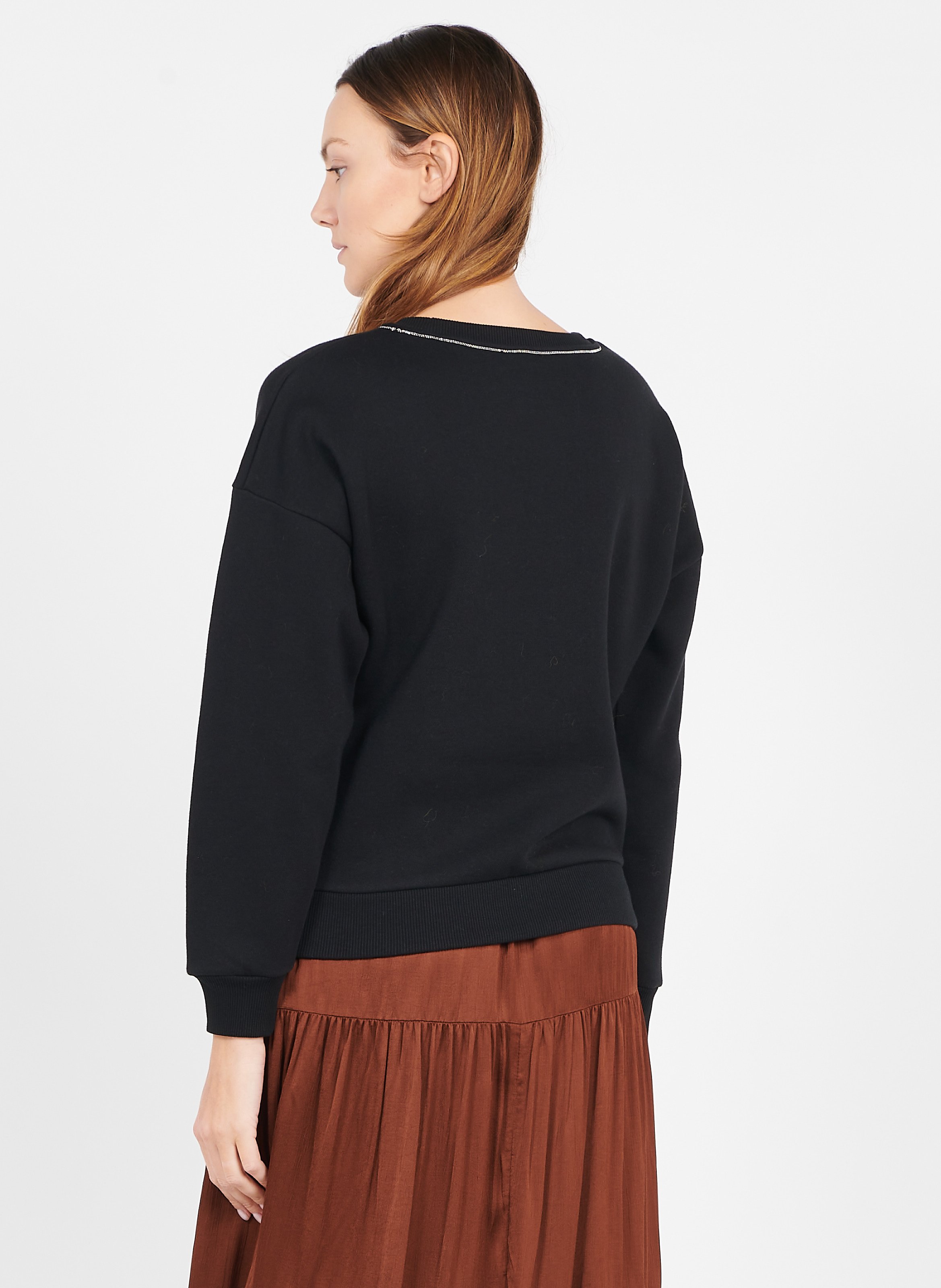 Round-neck Sweatshirt Noir Maison 123 
