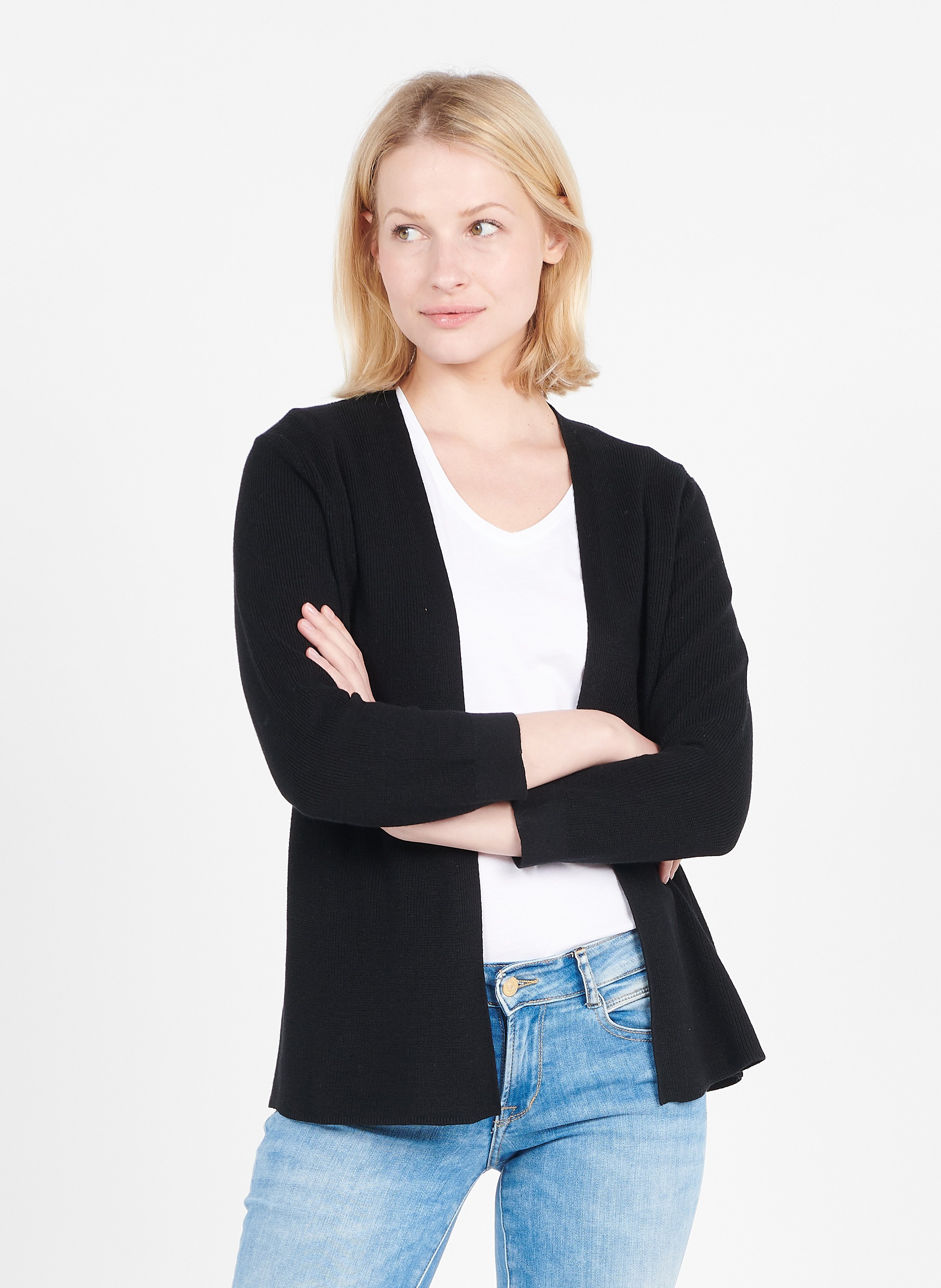 Lyocell-blend Open Cardigan Noir Maison 