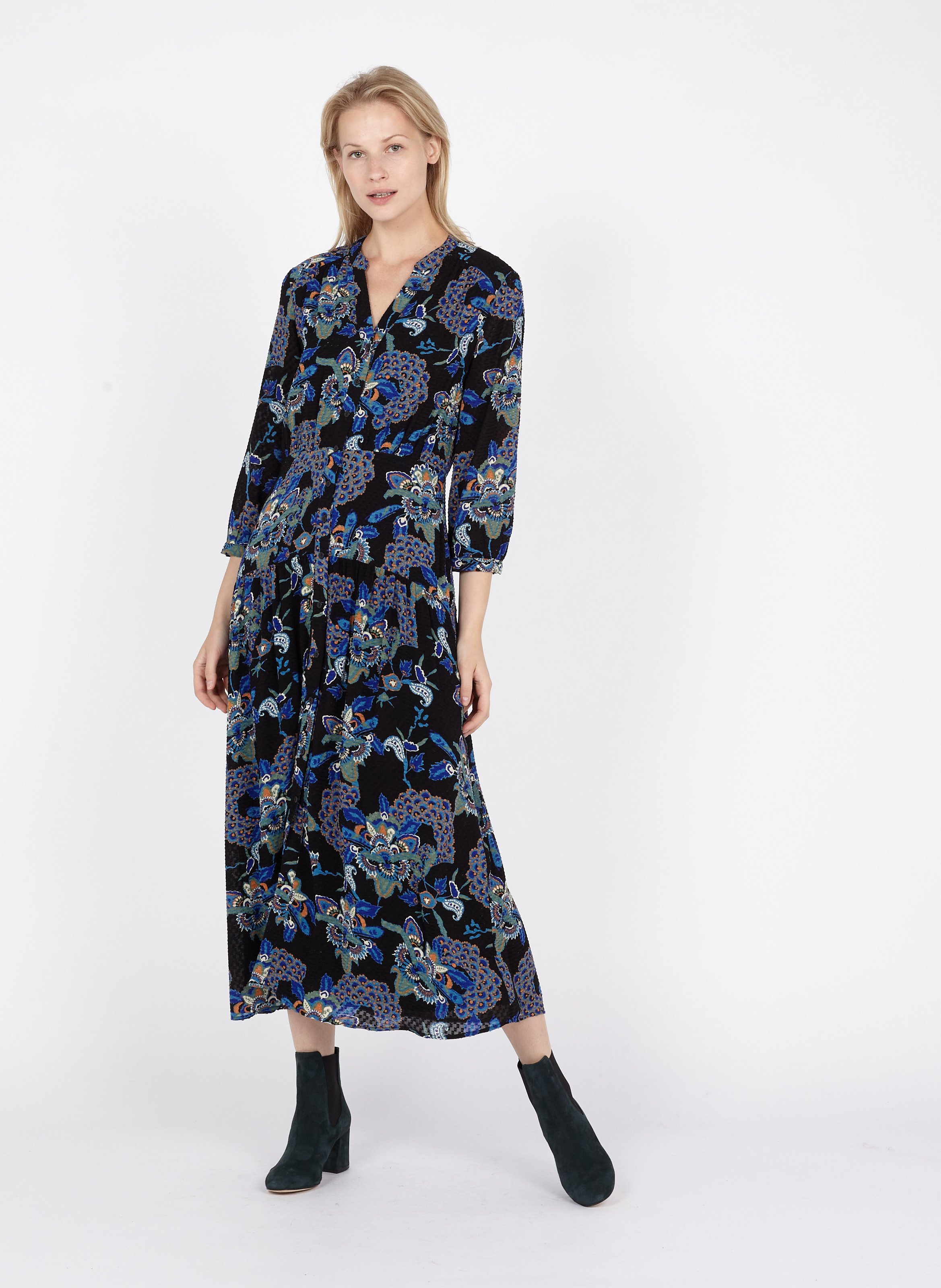 langley print midi dress