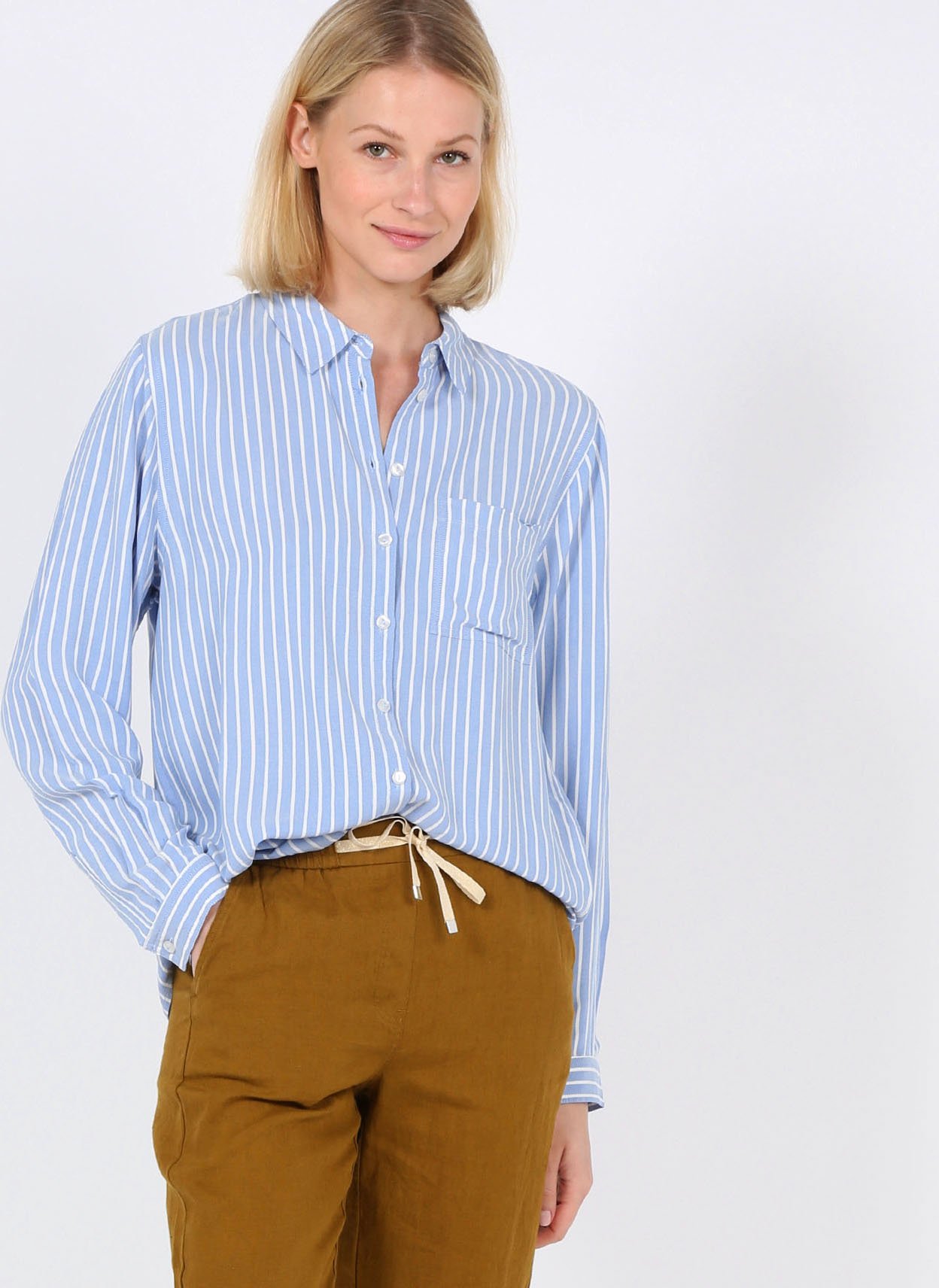 Sale Striped Shirt With Classic Collar 