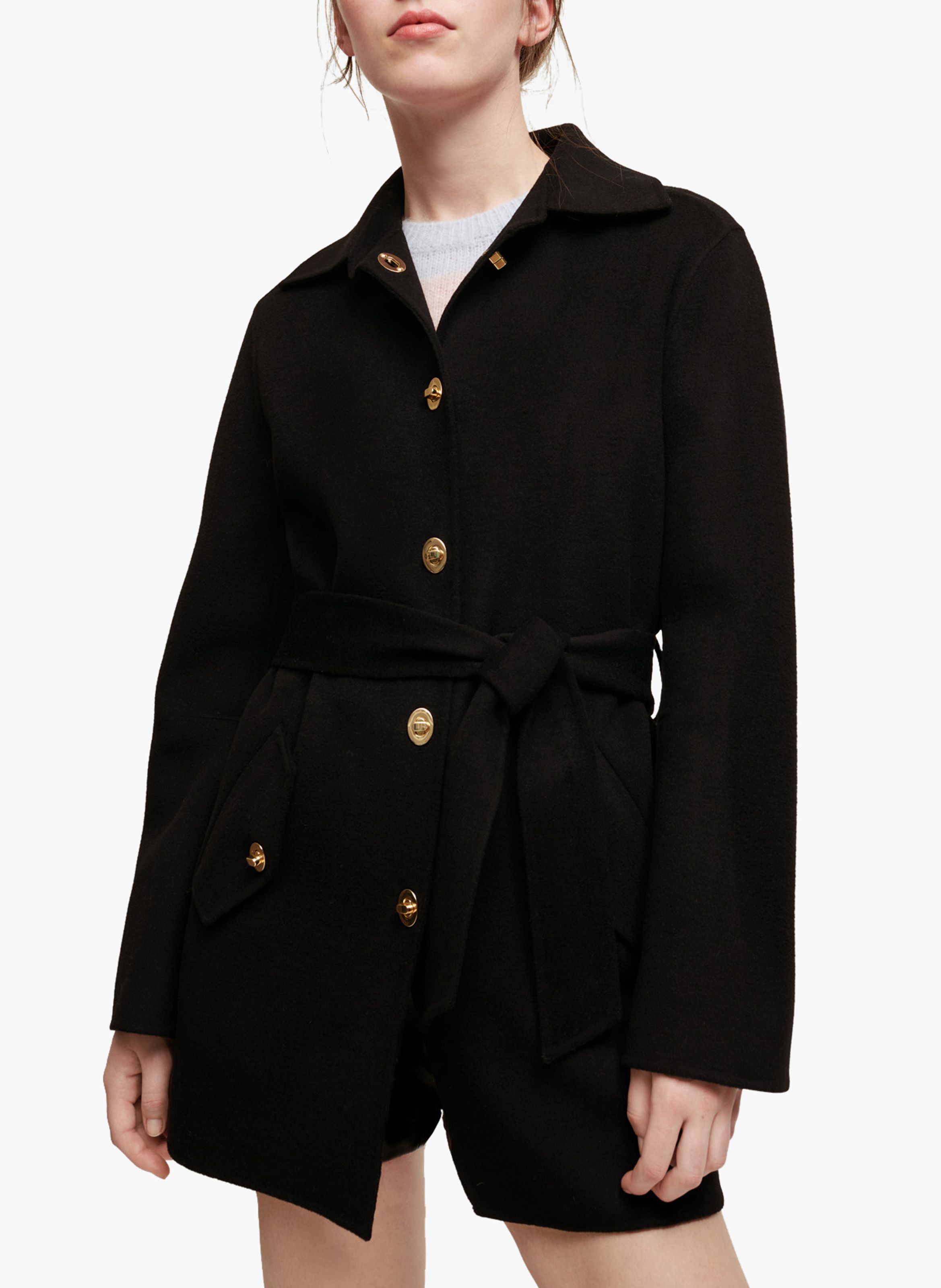 black wool blend overcoat