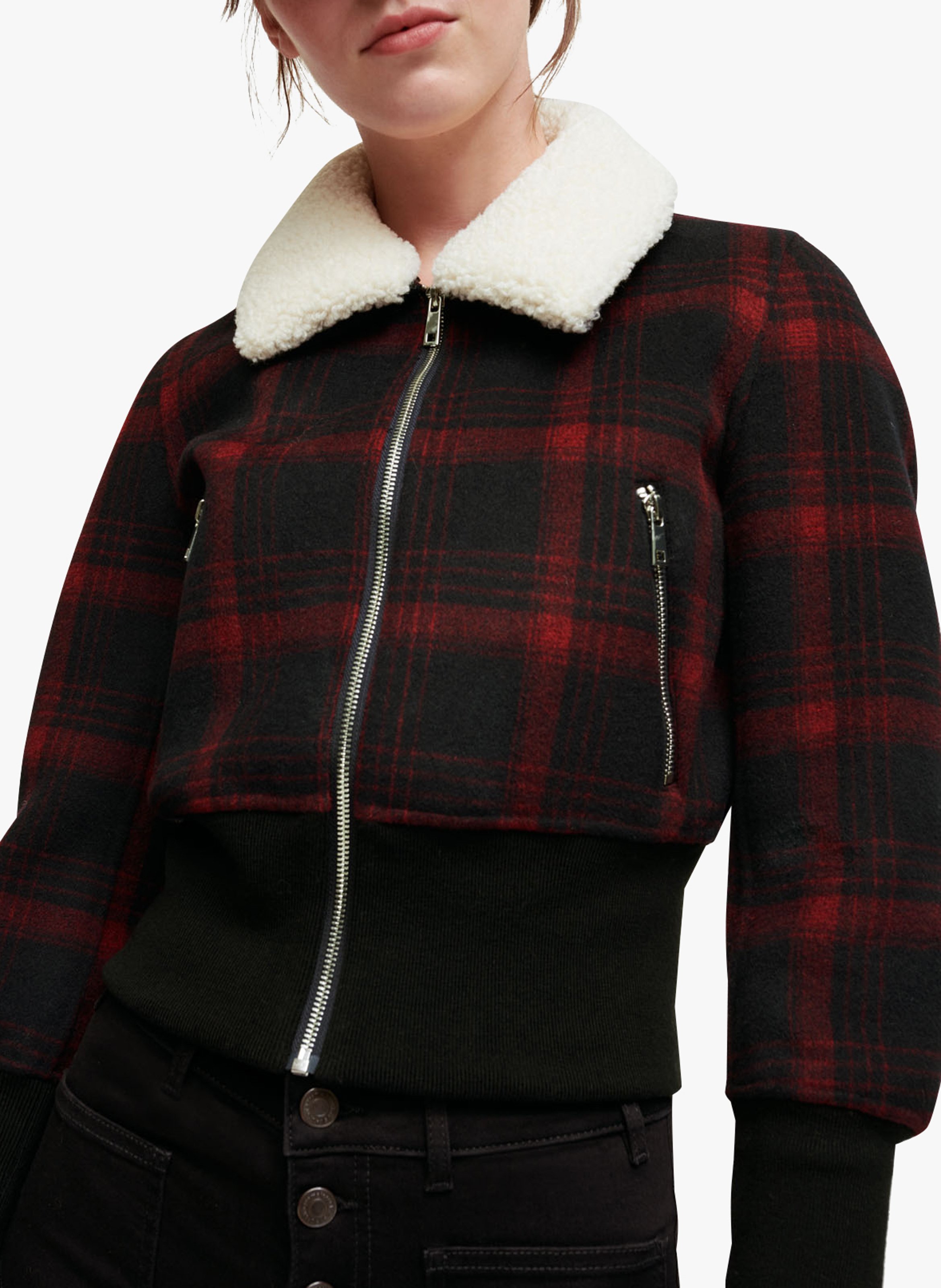 checkered shearling jacket