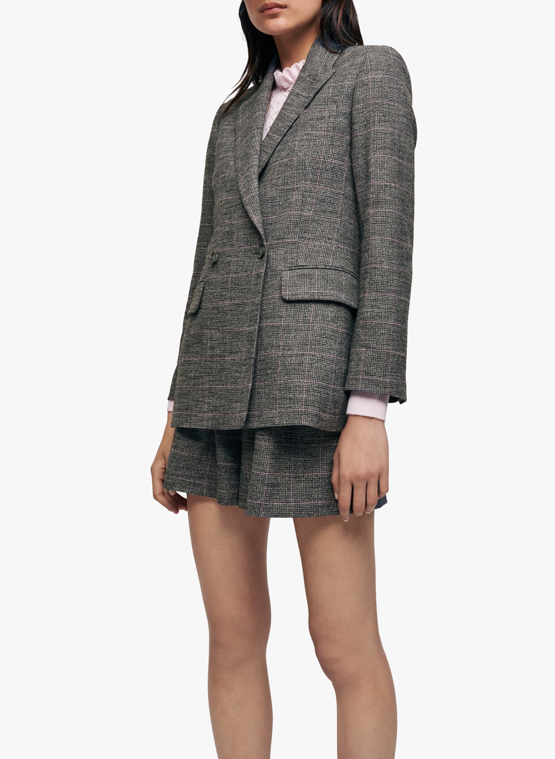 grey checked jacket womens