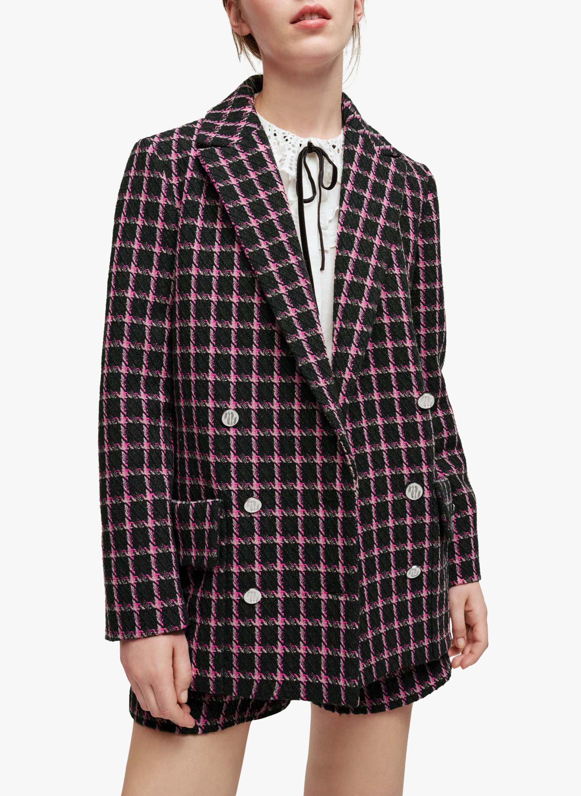 pink checked jacket