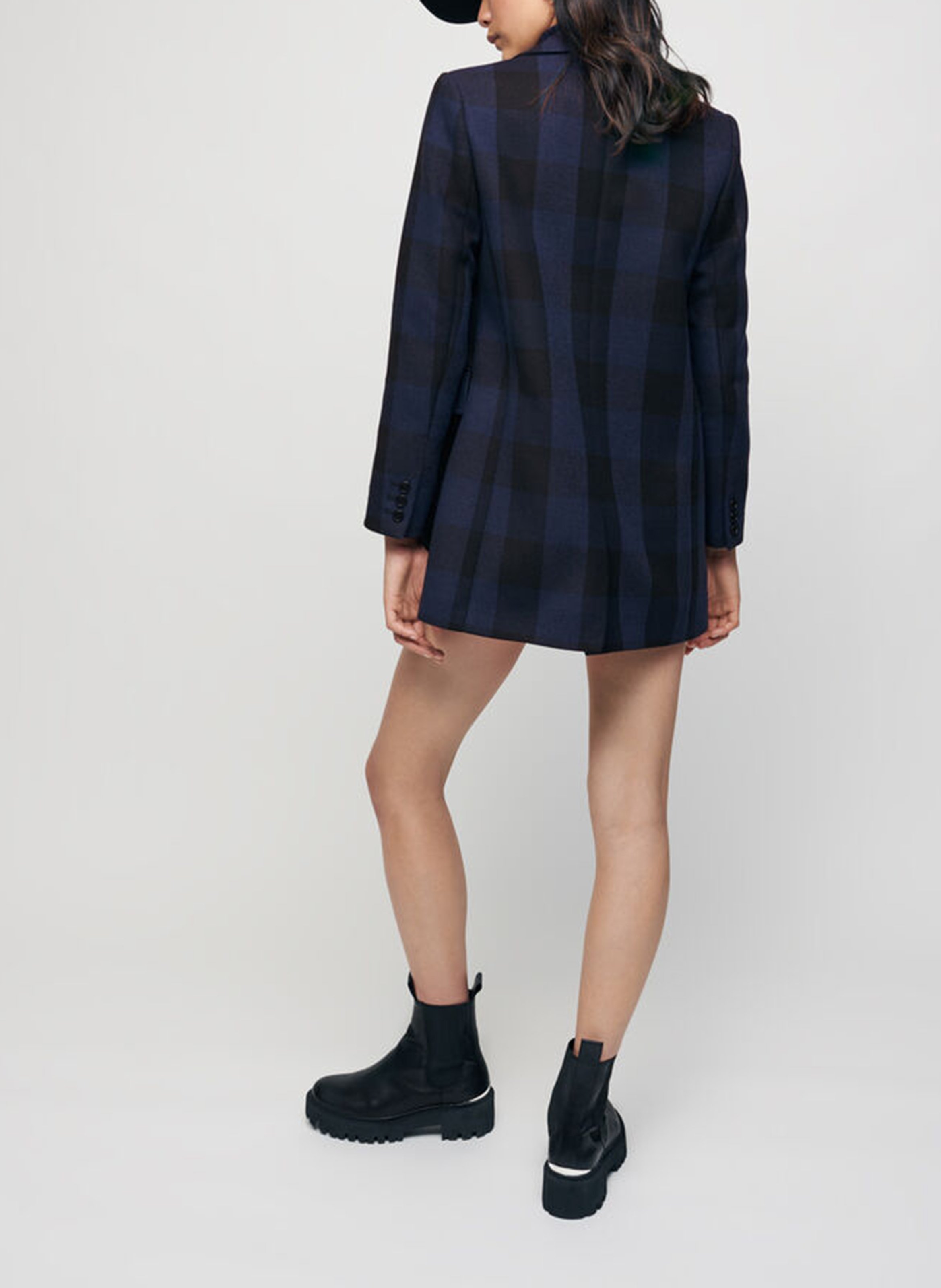 double breasted check coat