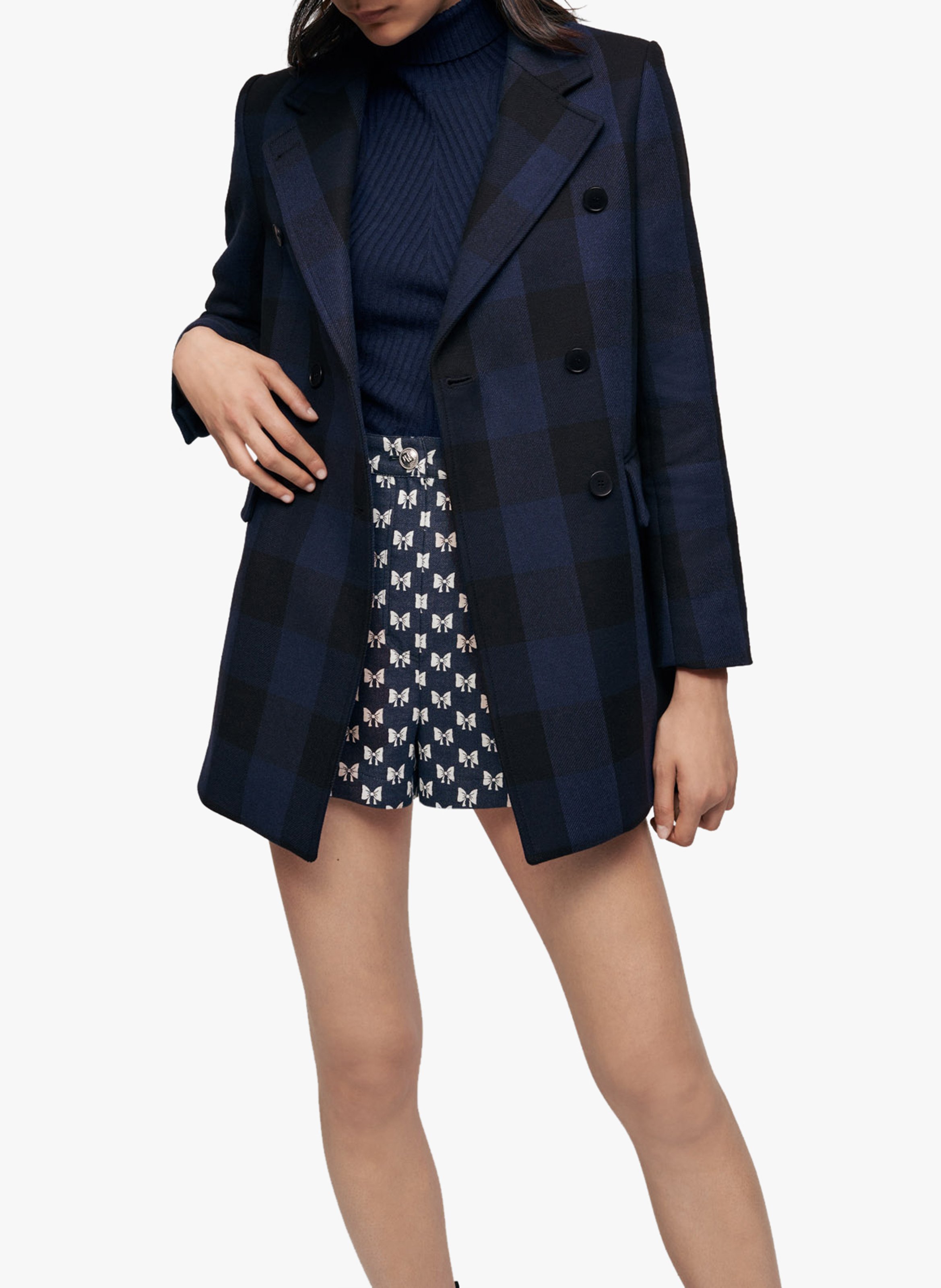 double breasted check coat