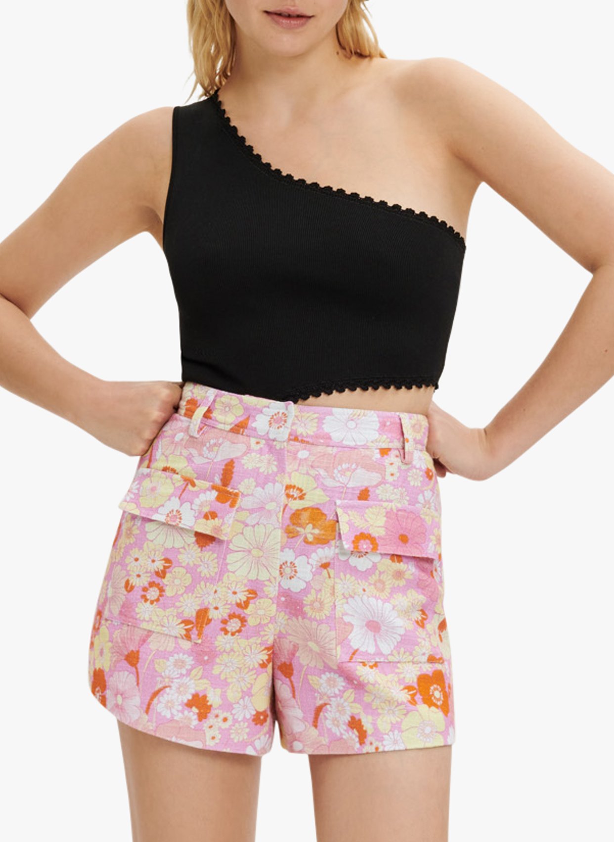 Sale Floral Print Cotton Shorts Flower 