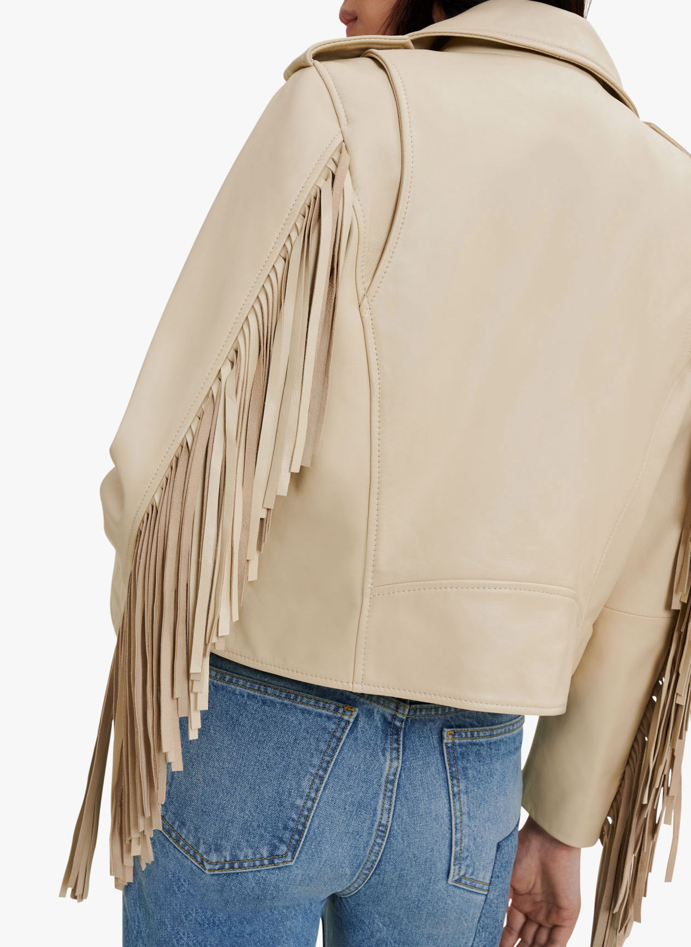 beige fringe jacket