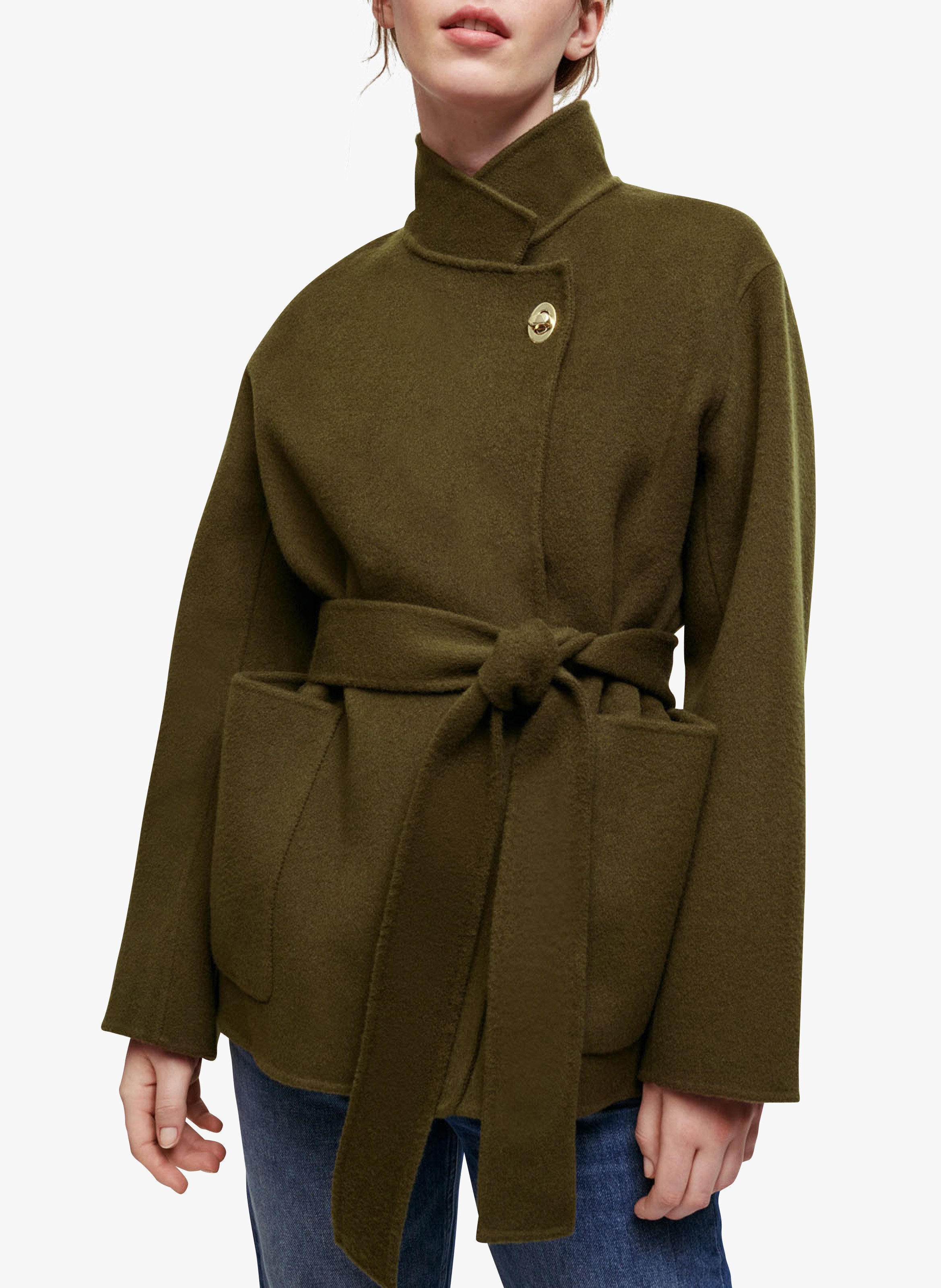 belted wool blend coat