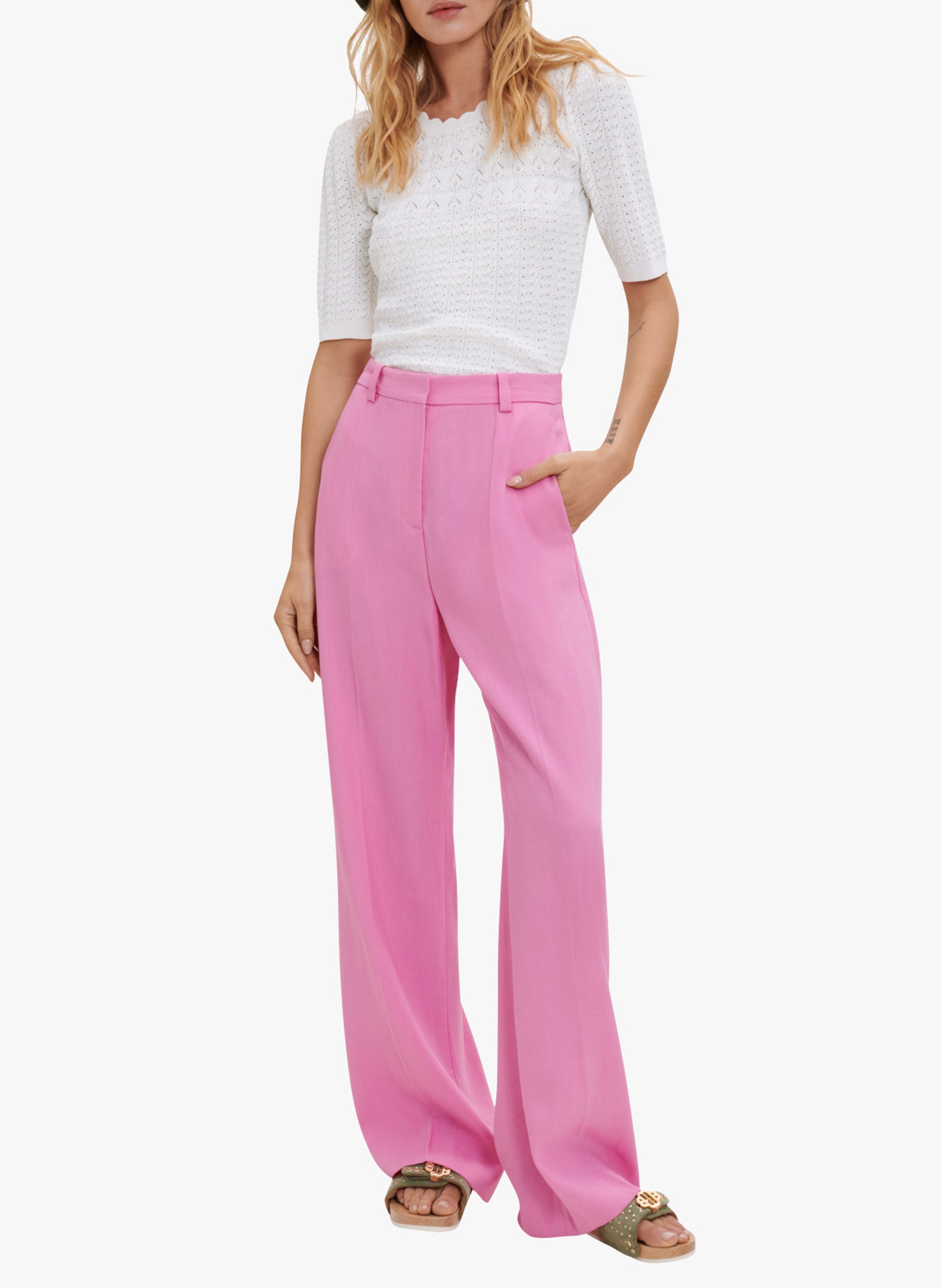 High-waisted Wide-leg Pants Rose Maje 